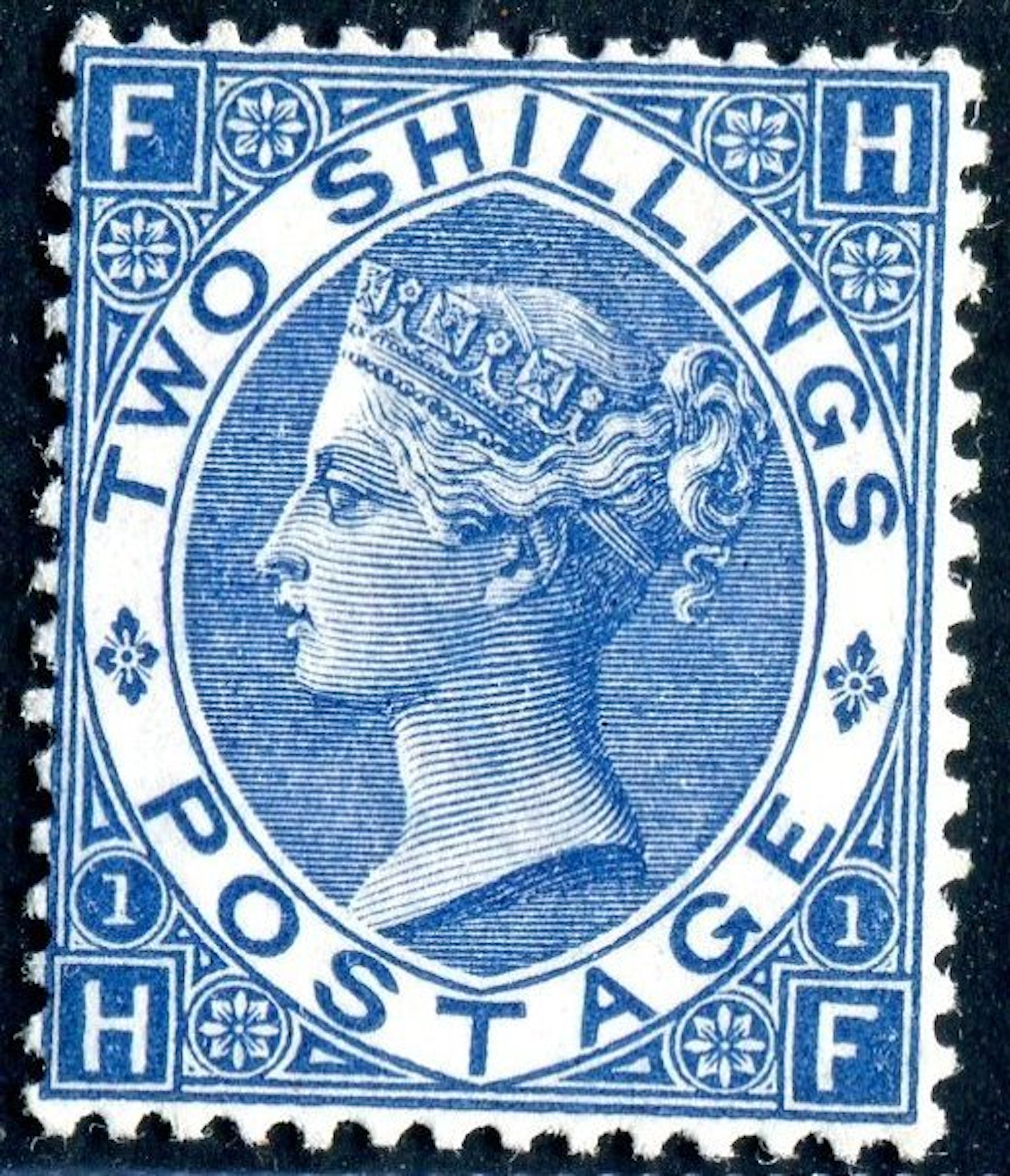Great Britain 1867 - Victoria, 2 sh. deep blue pt. 1 , wmk. Spray - SG 119