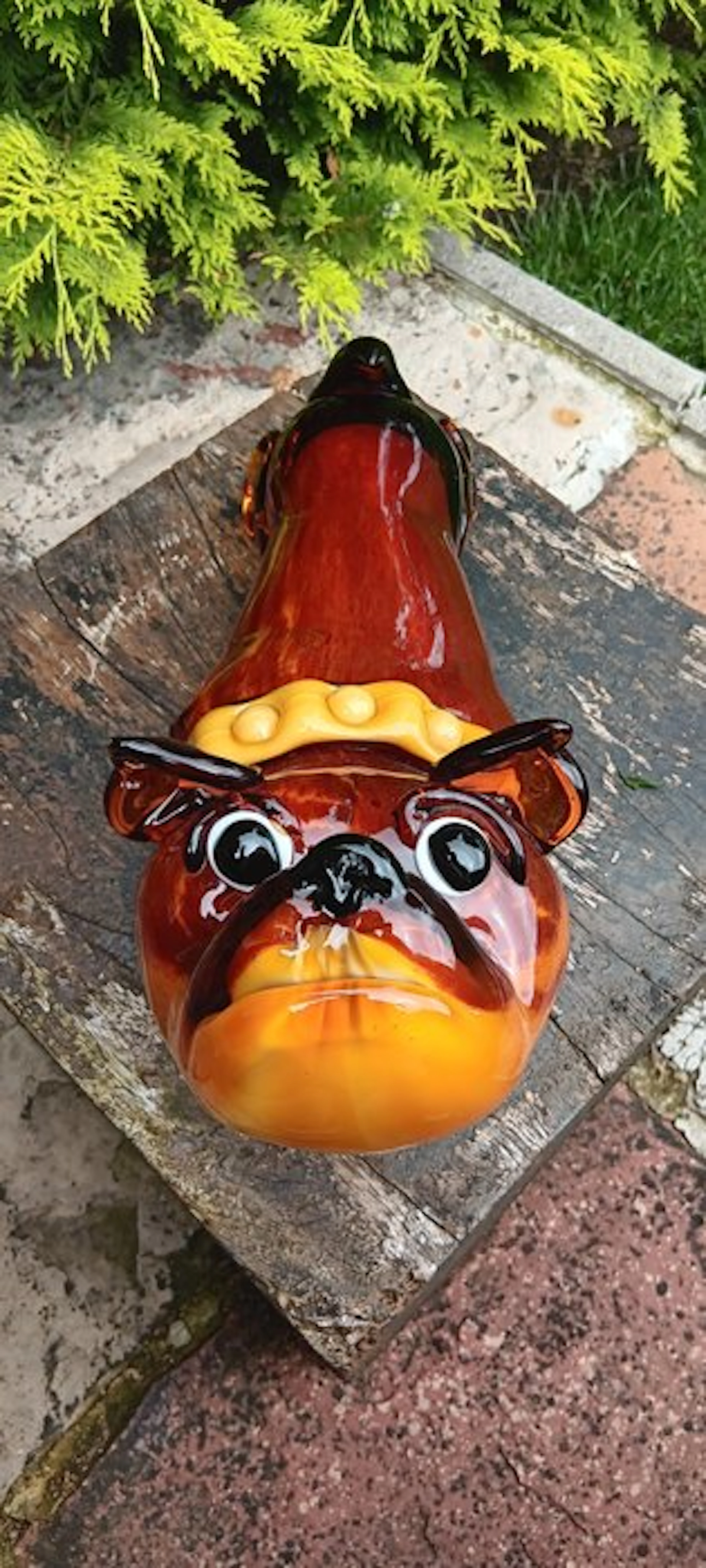 Sculpture, XXl-Glazen Bull dog in murano stijl 40 cm - 27 cm - Glass