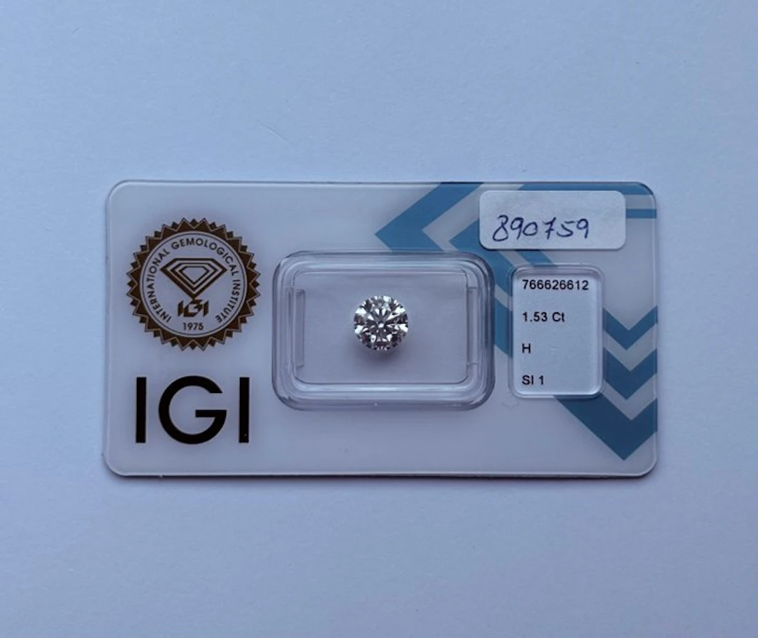 1 pcs Diamond (Natural) - 1.53 ct - Round - H - SI1...