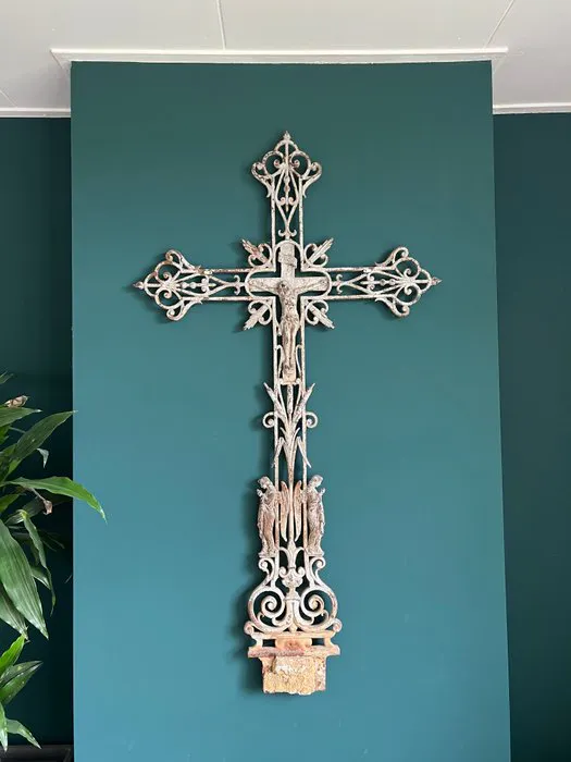 Antique Crucifix - Cast iron - 1850-1900 - Antique...