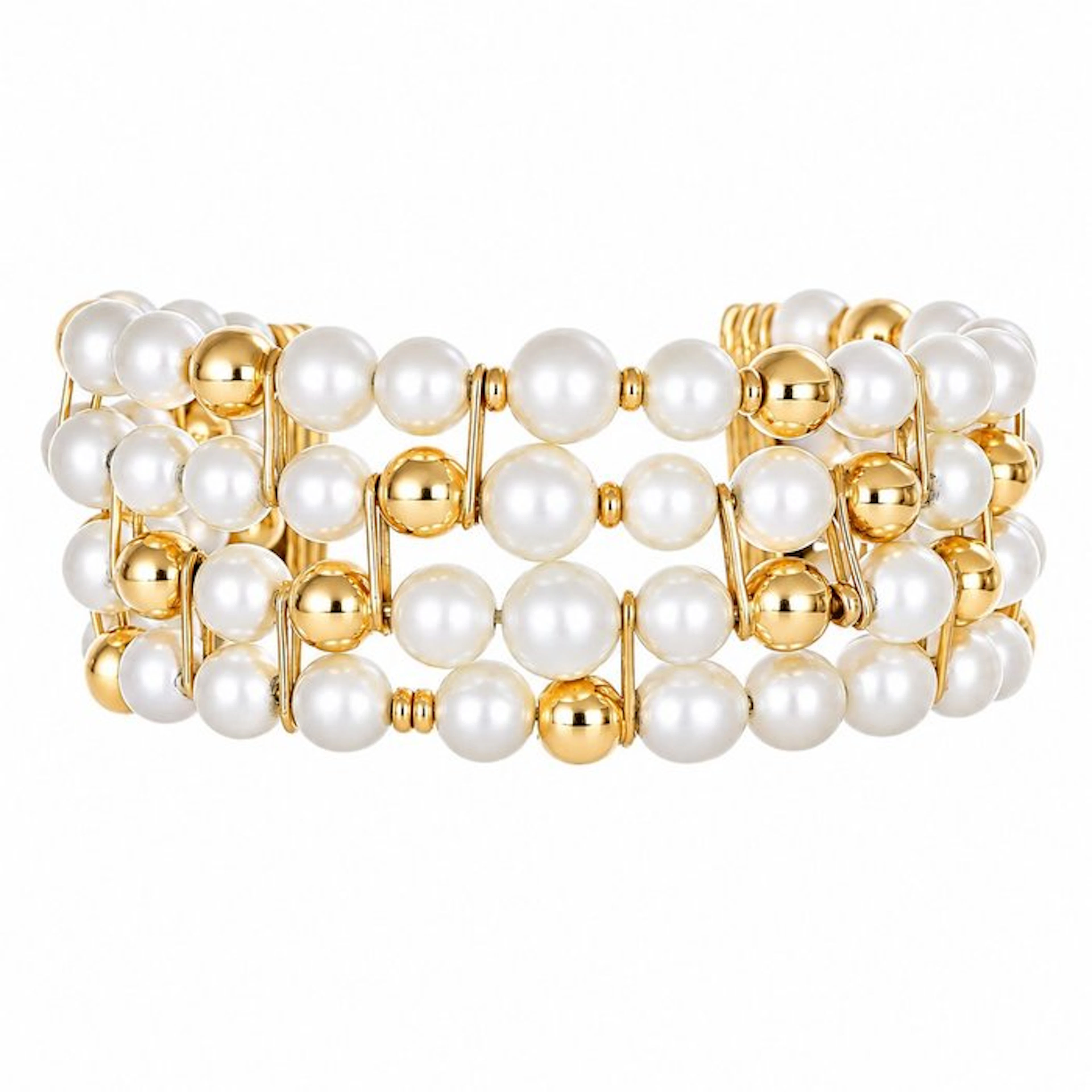 Bracelet - 18 kt. Yellow gold - Pearl - Made in Italy - Handmade