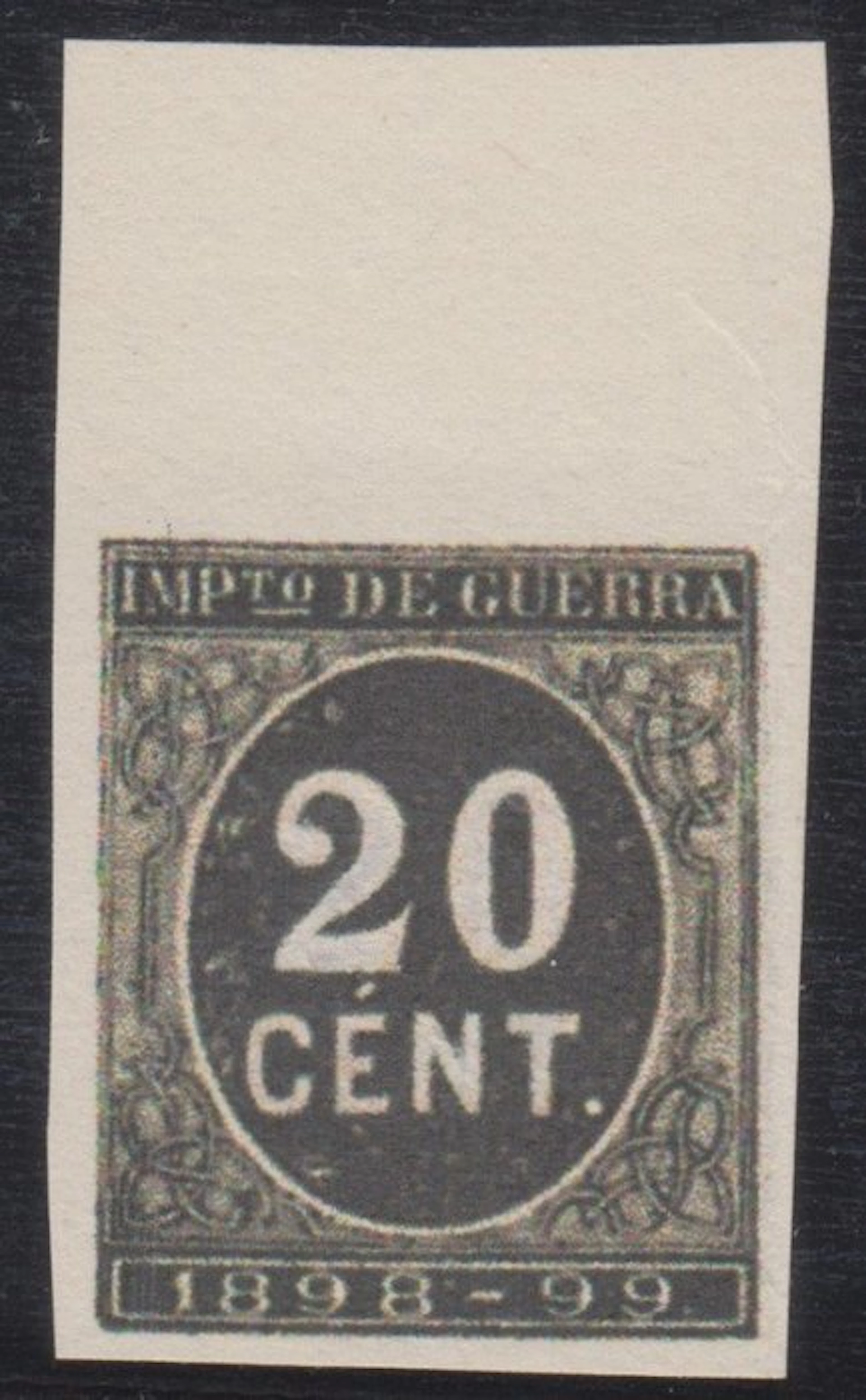 Spain 1898 - Figures. 20 cents, black. - Edifil 239s