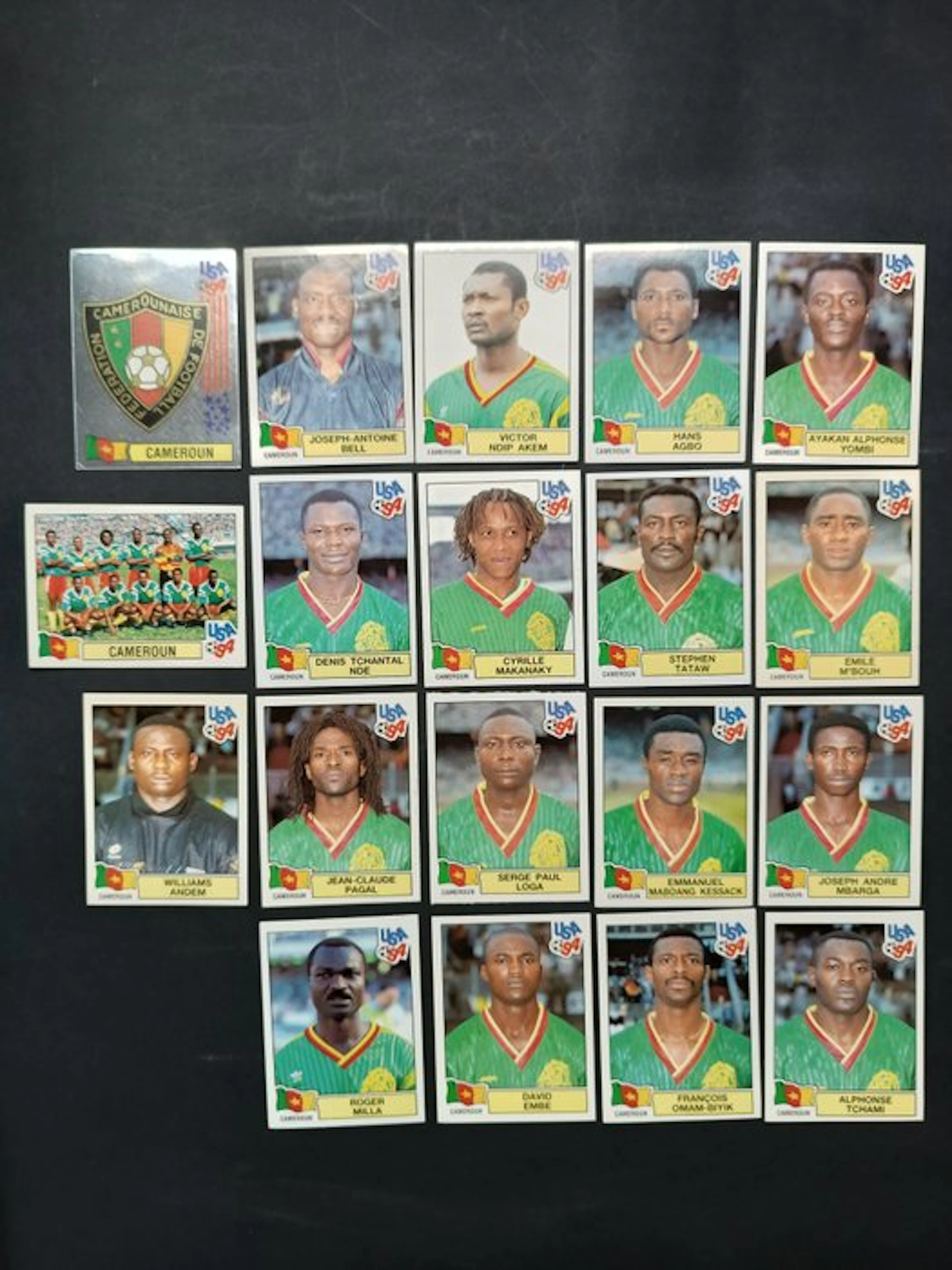1994 Panini Panini USA 94 - Camerun - Sottoserie completa 19 figurine n