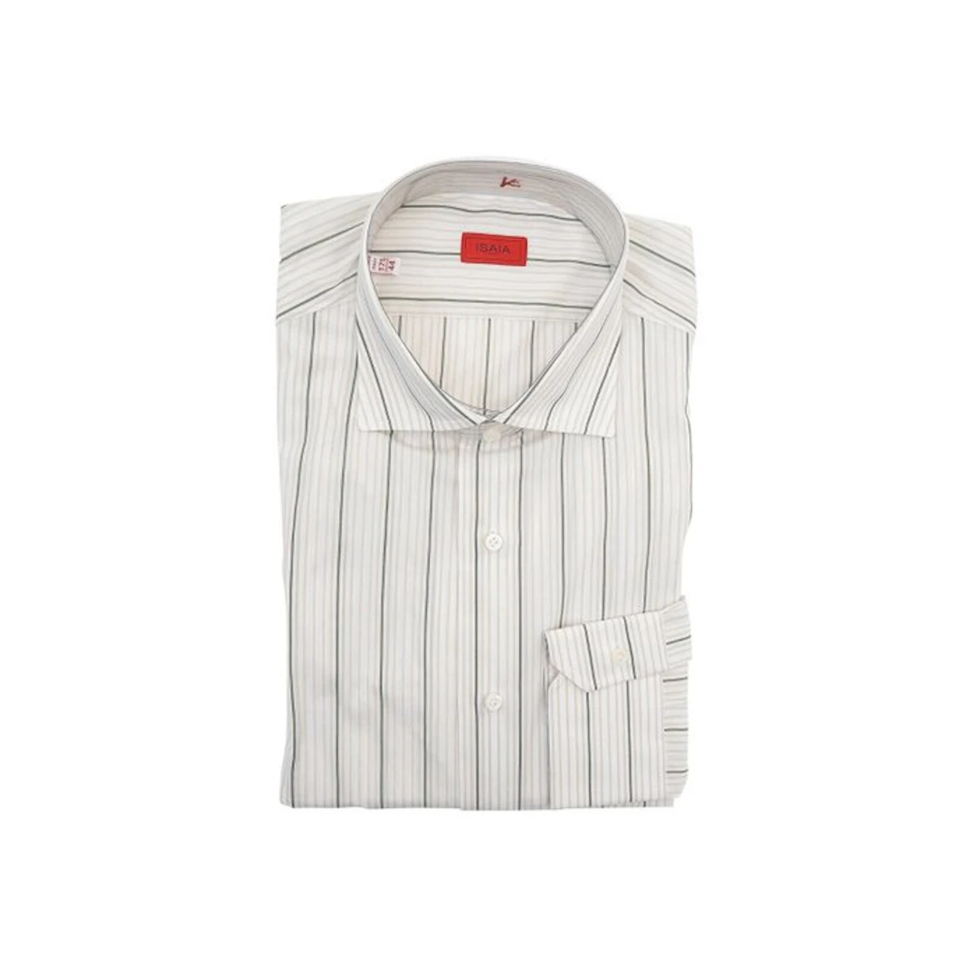 ISAIA NAPOLI - Size 17.5 - 44 - White / Beige Hand-Sewn...