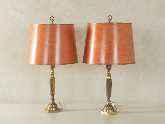 Table lamp (2) - Brass, Plastic - 1960s table lamps