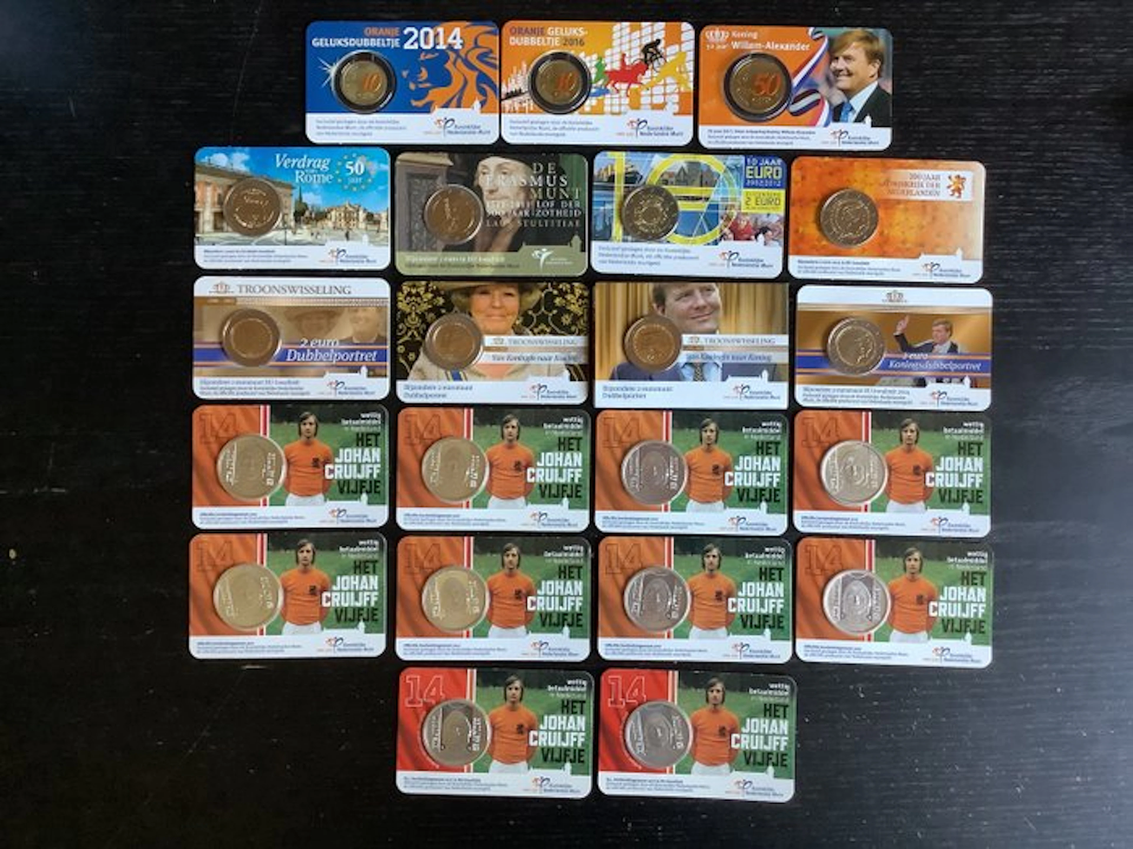 Netherlands. Coin Card 2007/2017 (21 coincards) (No reserve price)