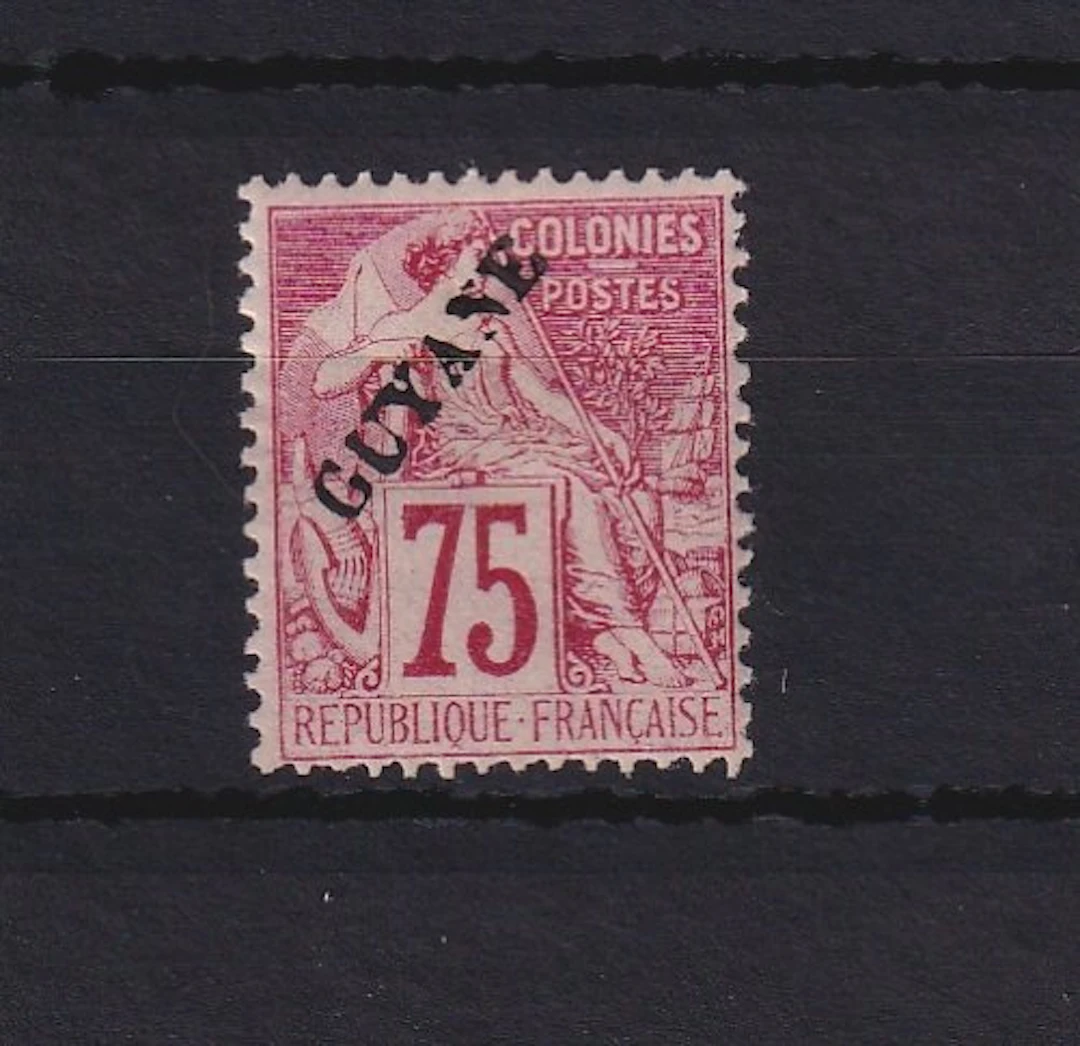 French Guiana 1892 - variété sans point après guyane sur 75c rose - Yvert n°27