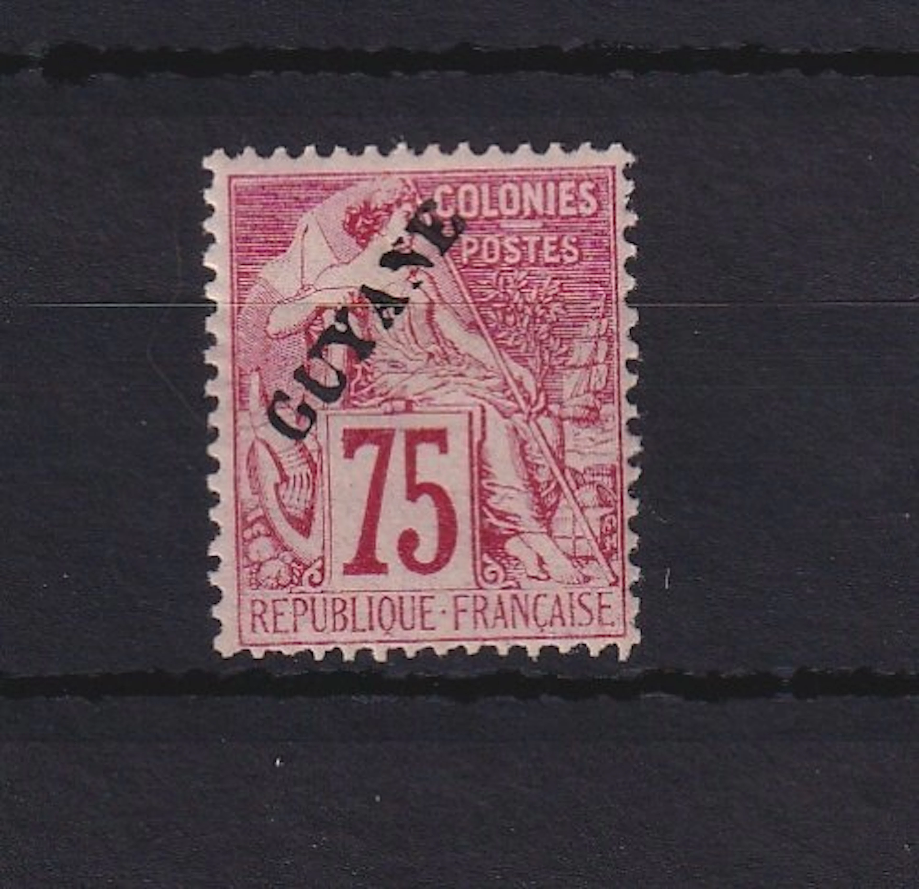 French Guiana 1892 - variété sans point après guyane sur 75c rose - Yvert n°27