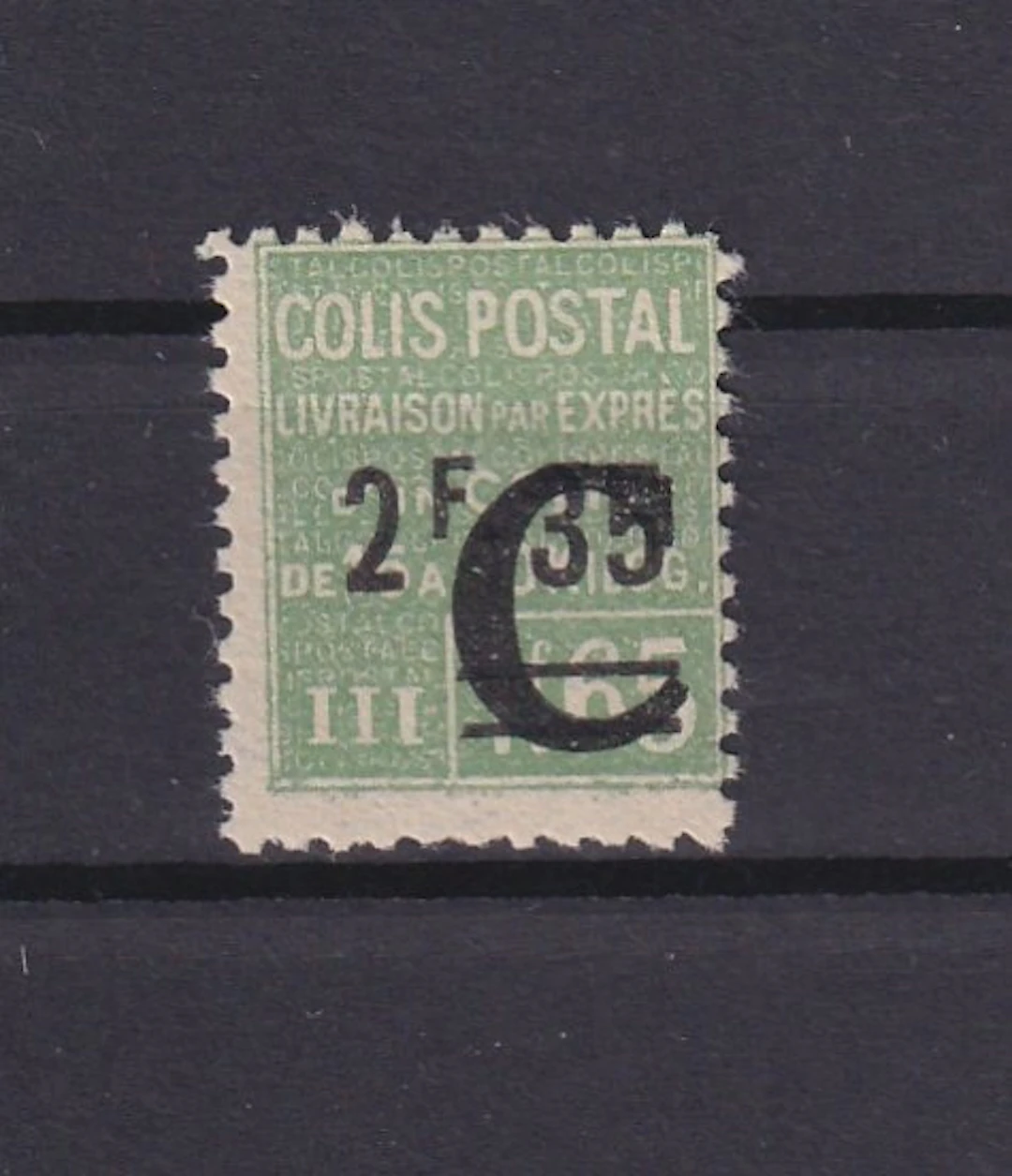 France 1937 - cote 525€, colis postaux 2f35 sur 1f65 - Yvert n°116