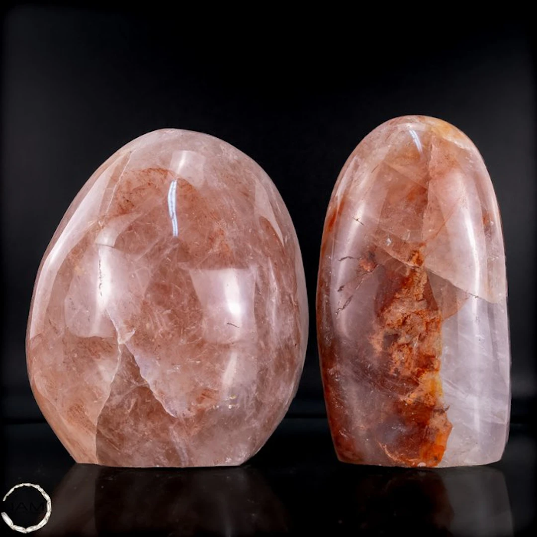 Feuerquarz-Set – Two fascinating unique pieces with...