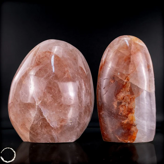 Feuerquarz-Set – Two fascinating unique pieces with...