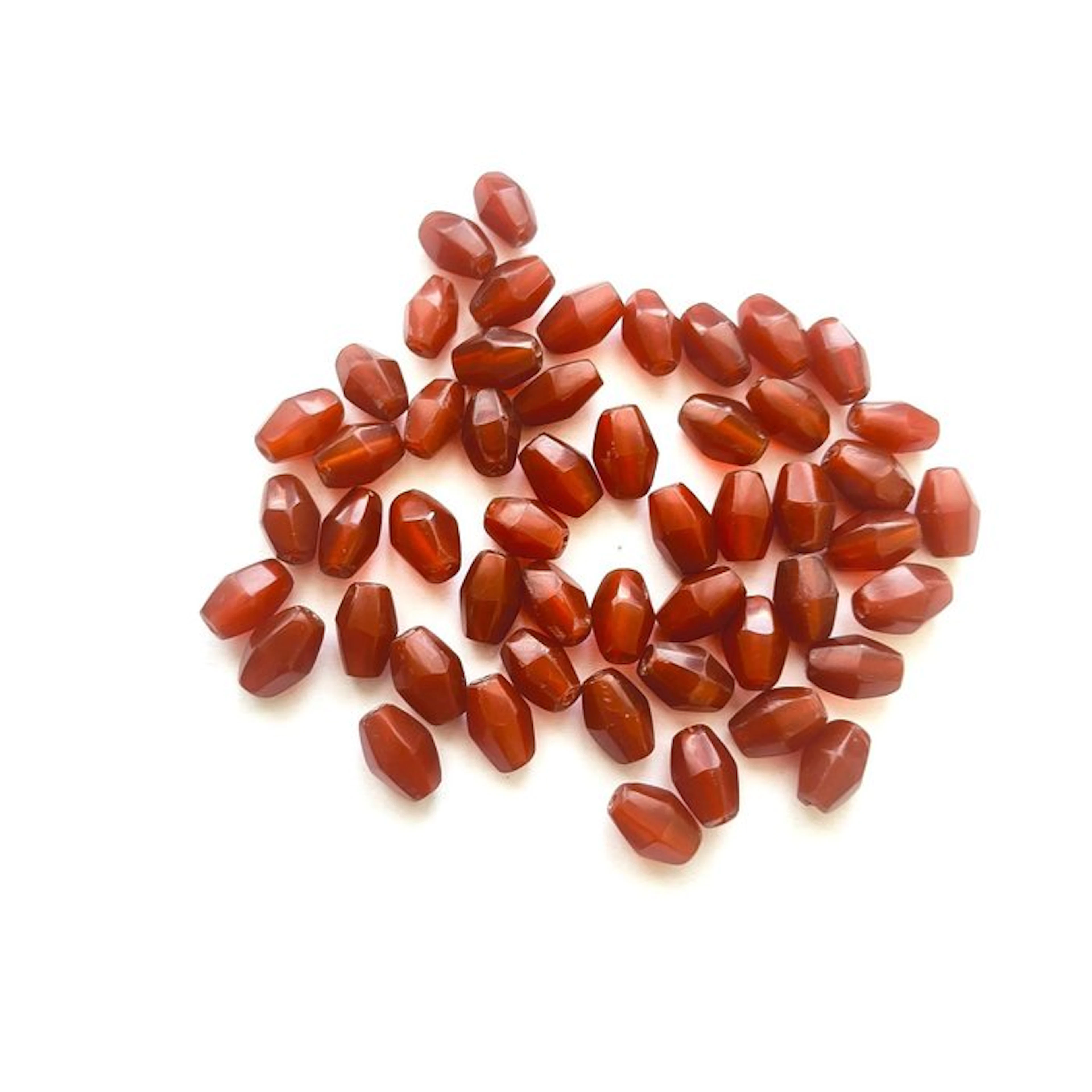 Ancient Burmese Red Agate Faceted Necklace Beads Talisman - 11 mm