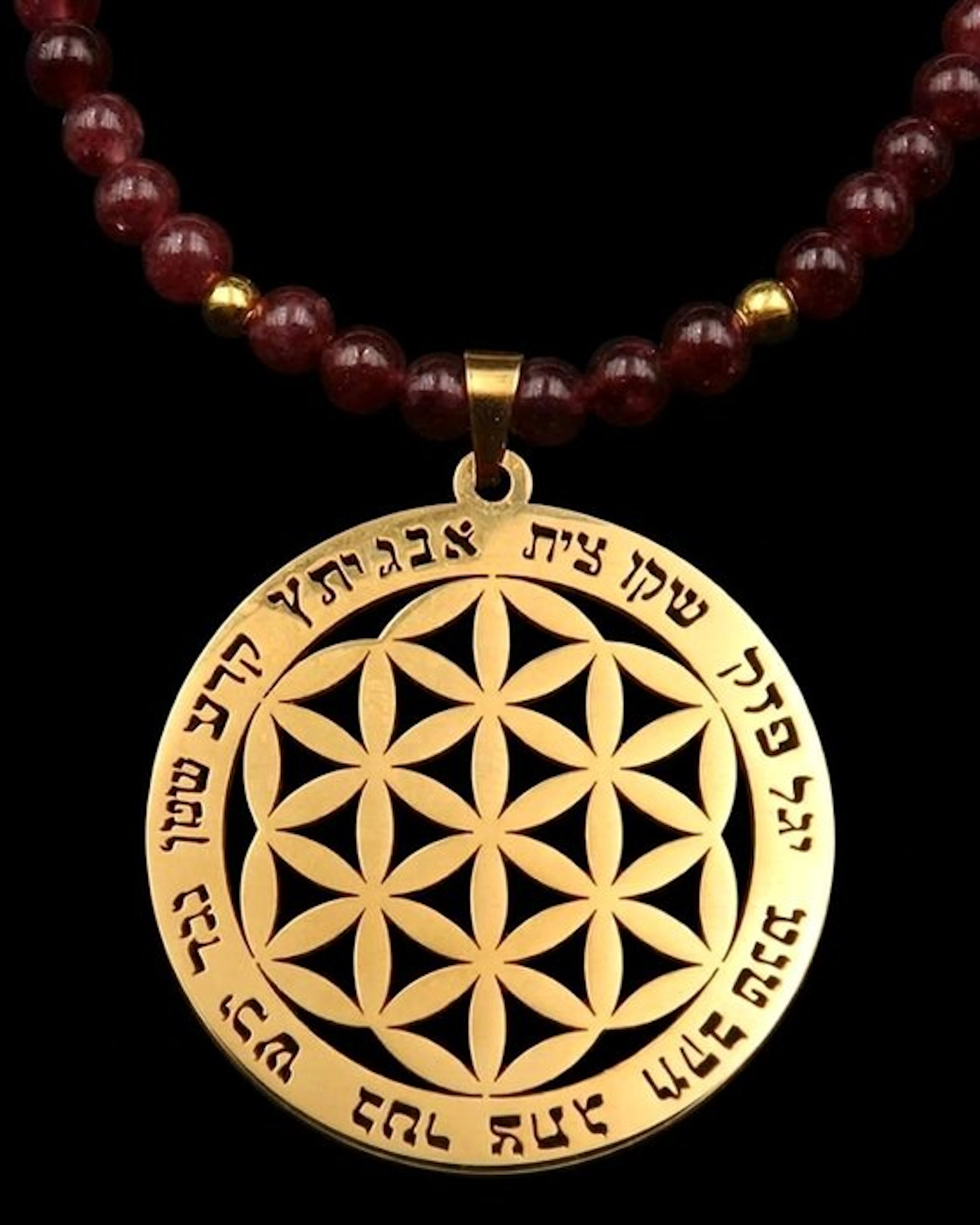 Sacred Flower of Life Necklace – Garnet – Harmony and...