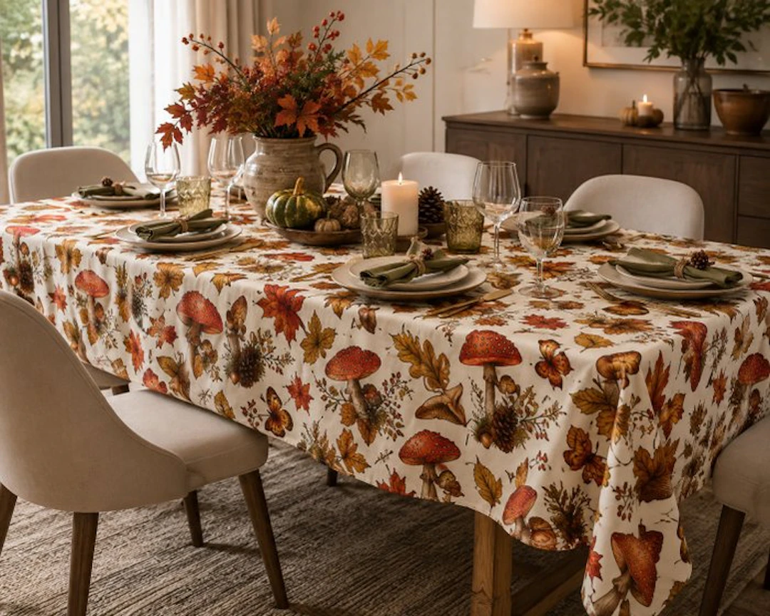Autumn in the Forest — Cotton Tablecloth - Tablecloth - 140 cm - 310 cm
