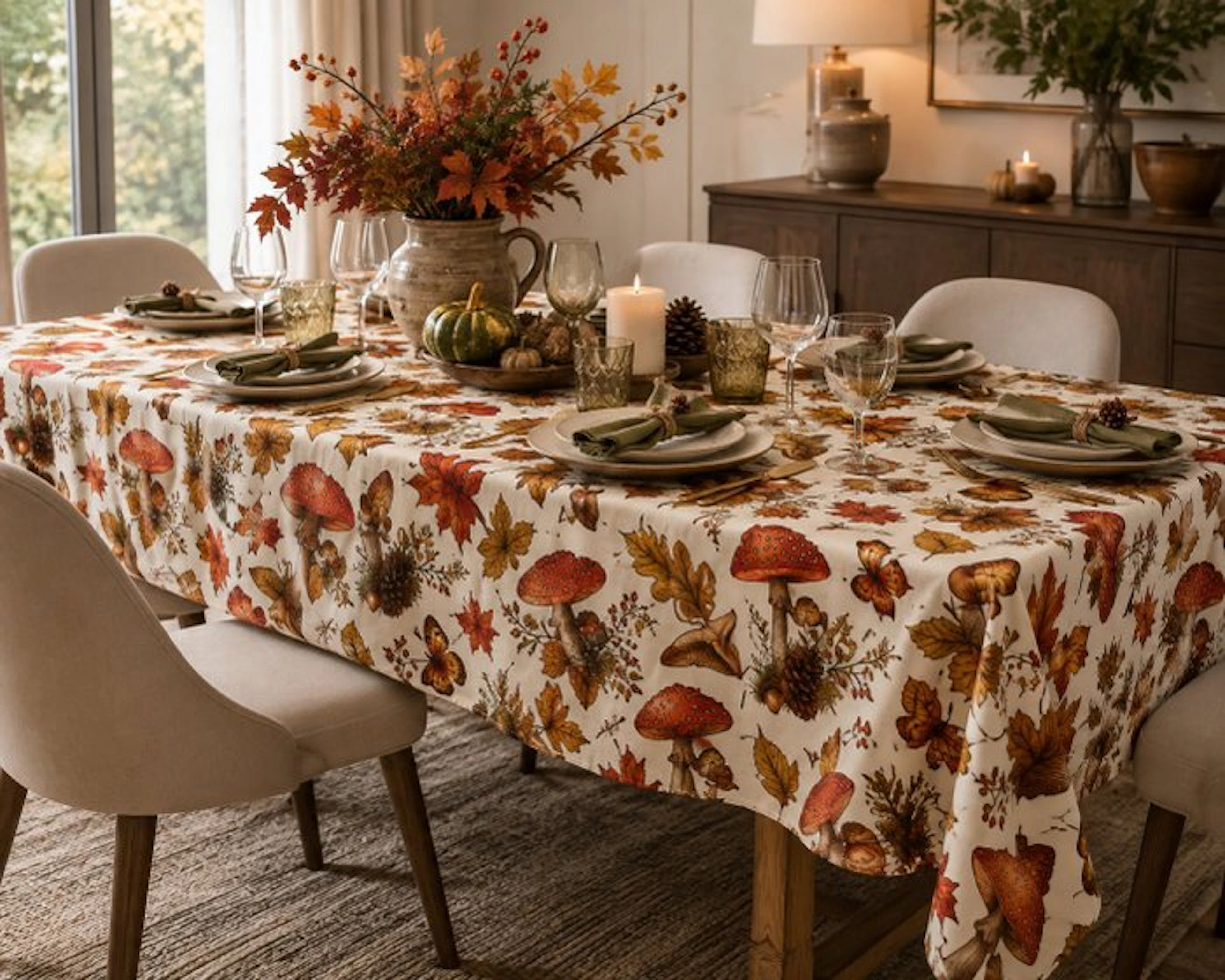 Autumn in the Forest — Cotton Tablecloth - Tablecloth - 140 cm - 310 cm