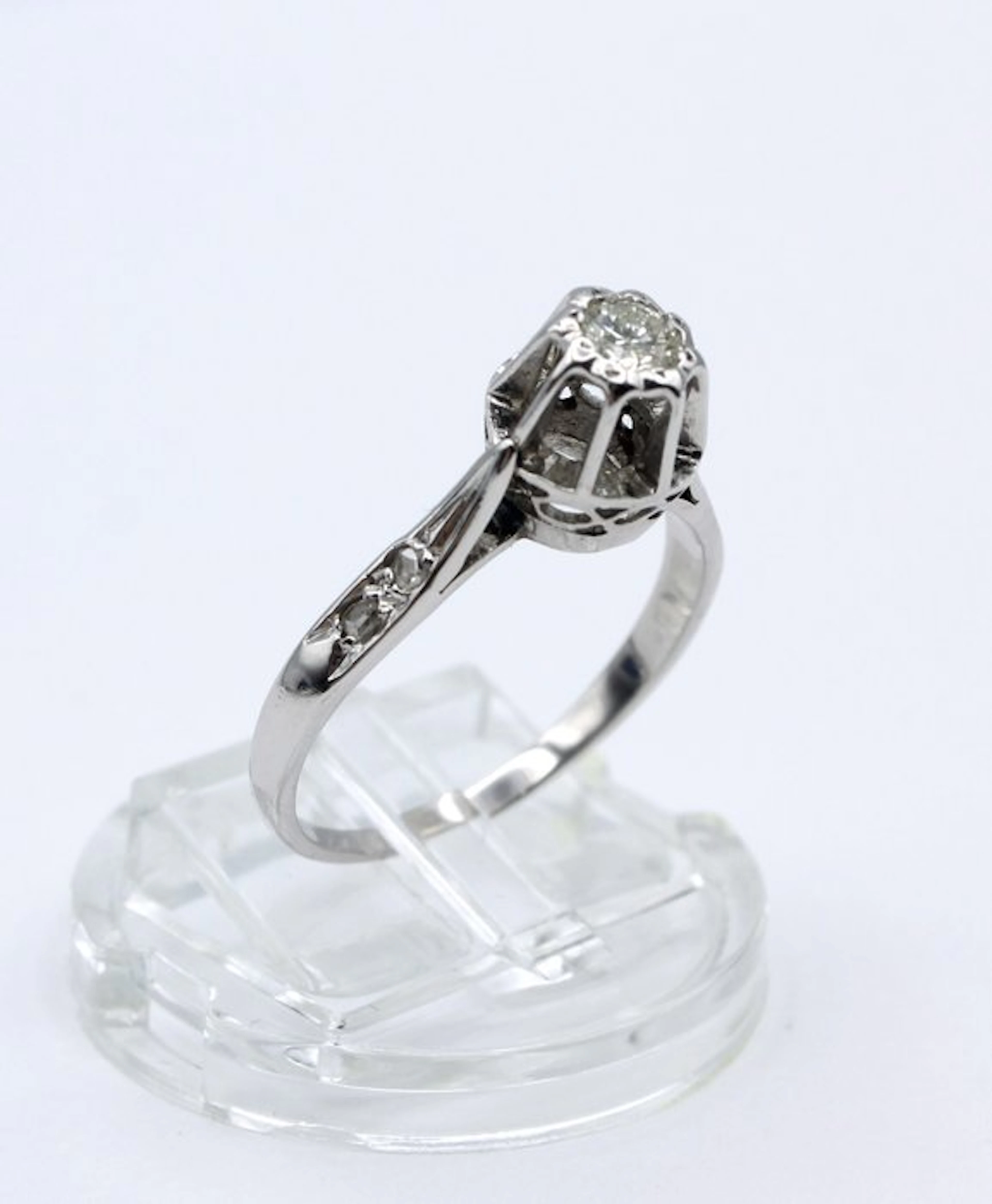 Ring - 18 kt. White gold - 0.20ct. tw. Diamond (Natural) - Diamond