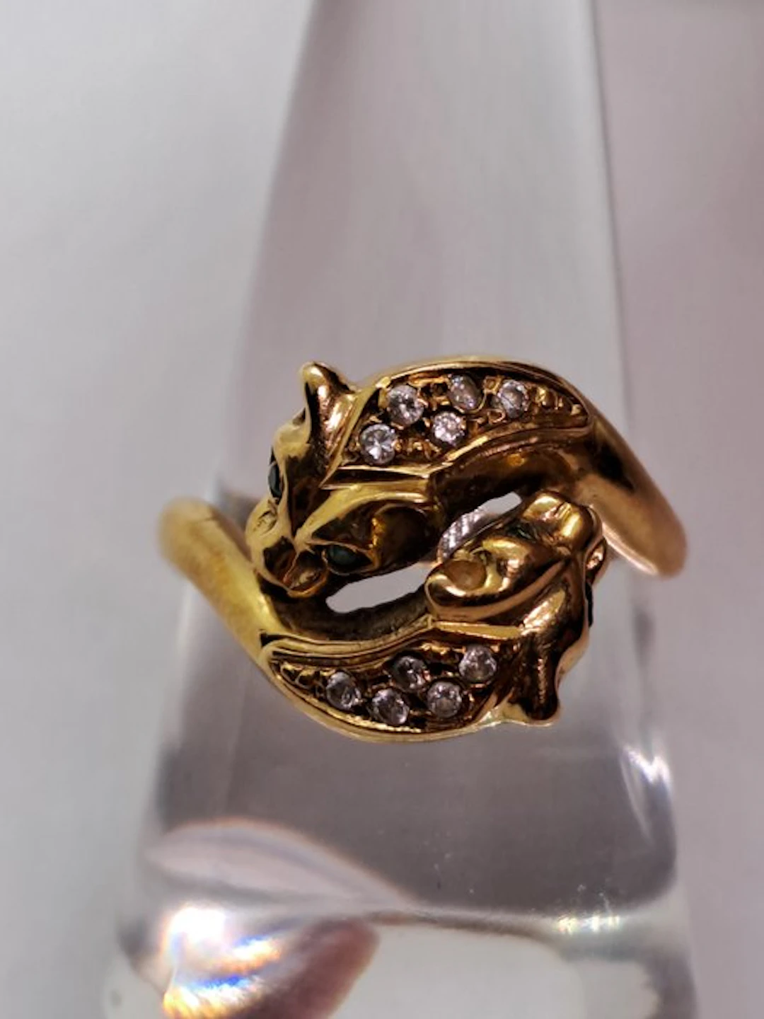 Ring - 18 kt. Yellow gold Diamond (Natural coloured) - Emerald
