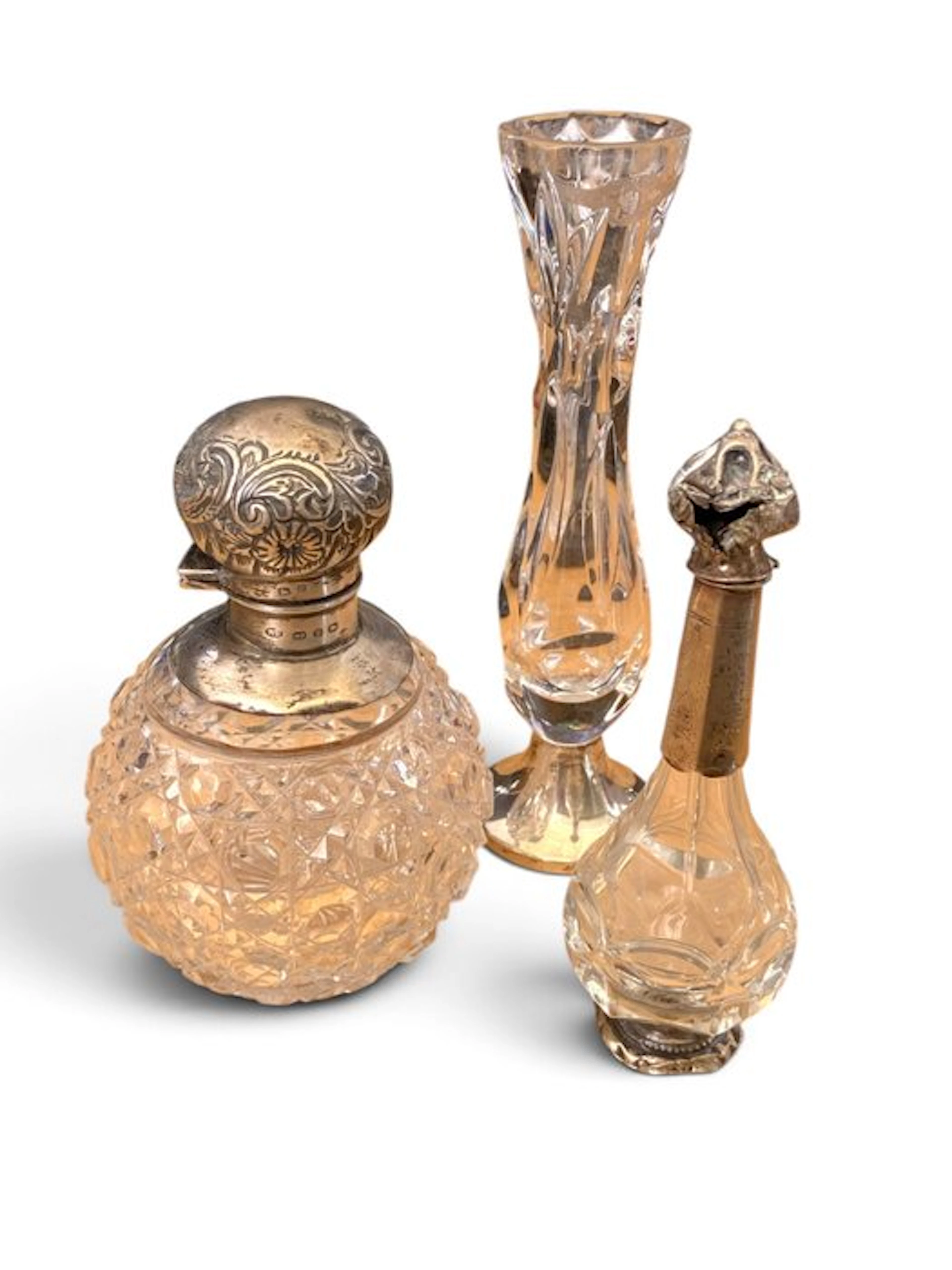 Perfume bottle (3) - .925 silver, .833 silver - 19th–Early 20th Century