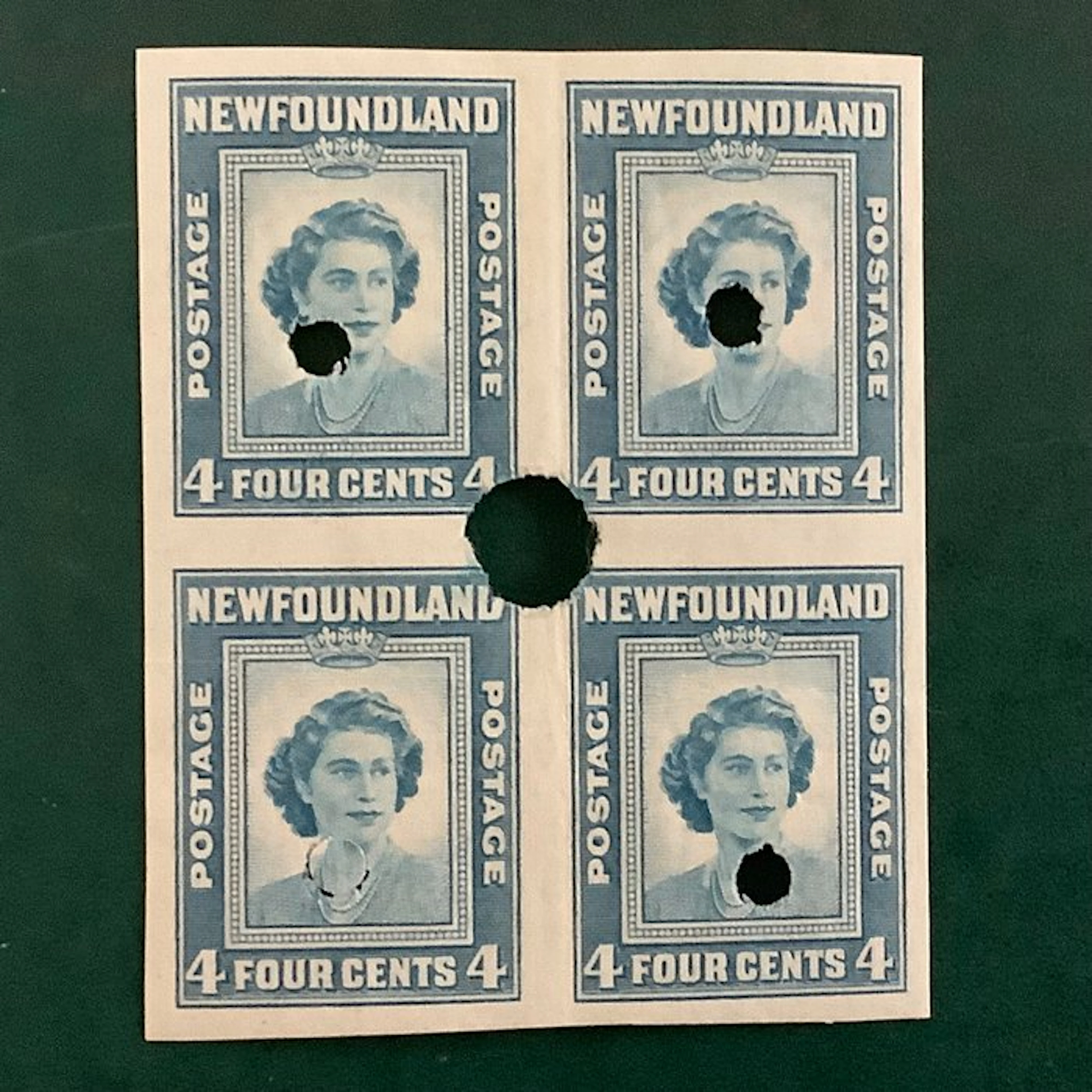 Newfoundland 1947 - Proofs; 4-cent Queen Victoria in a...