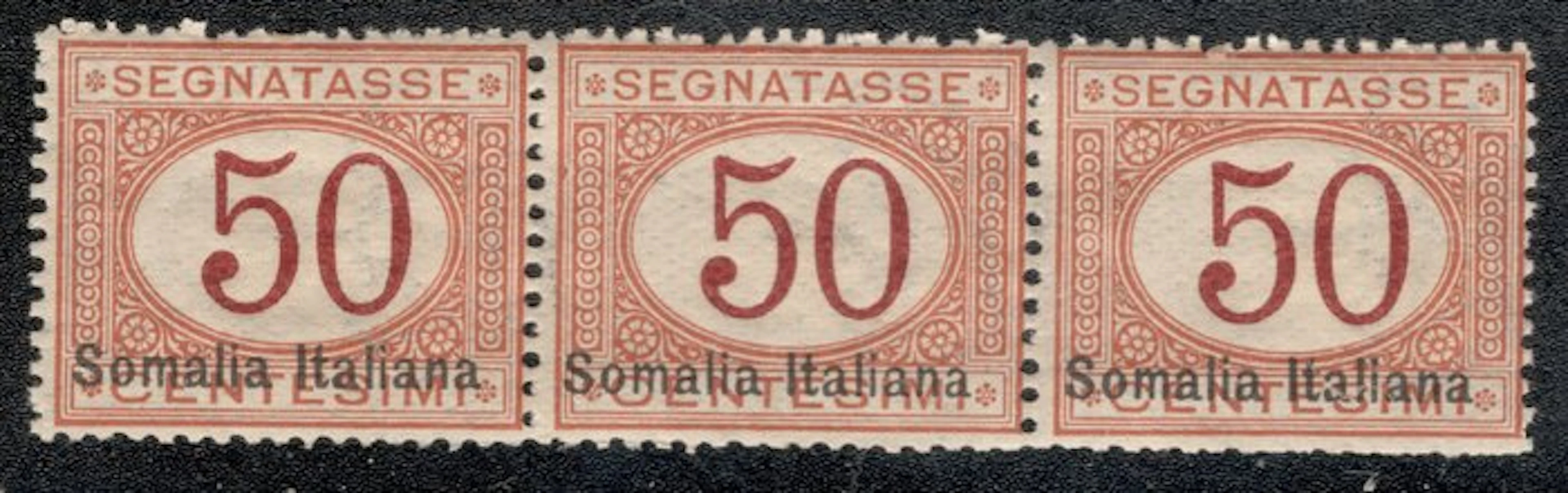 Italian Somalia 1920 - Tax stamp 50c Orange and Carmine...