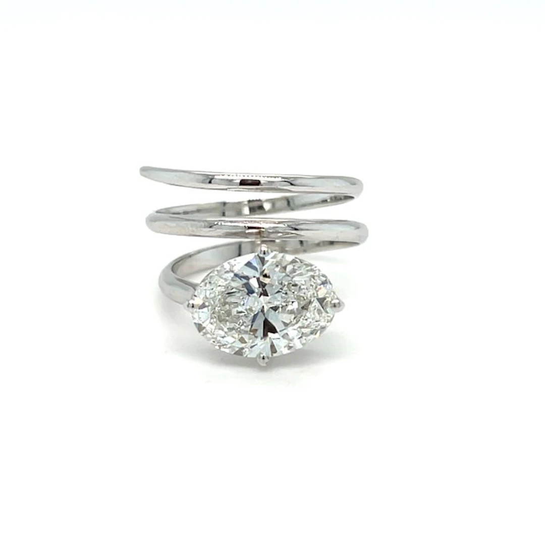 No reserve price - Ring - 14 kt. White gold - 3.01ct. tw. Diamond (Lab-grown)