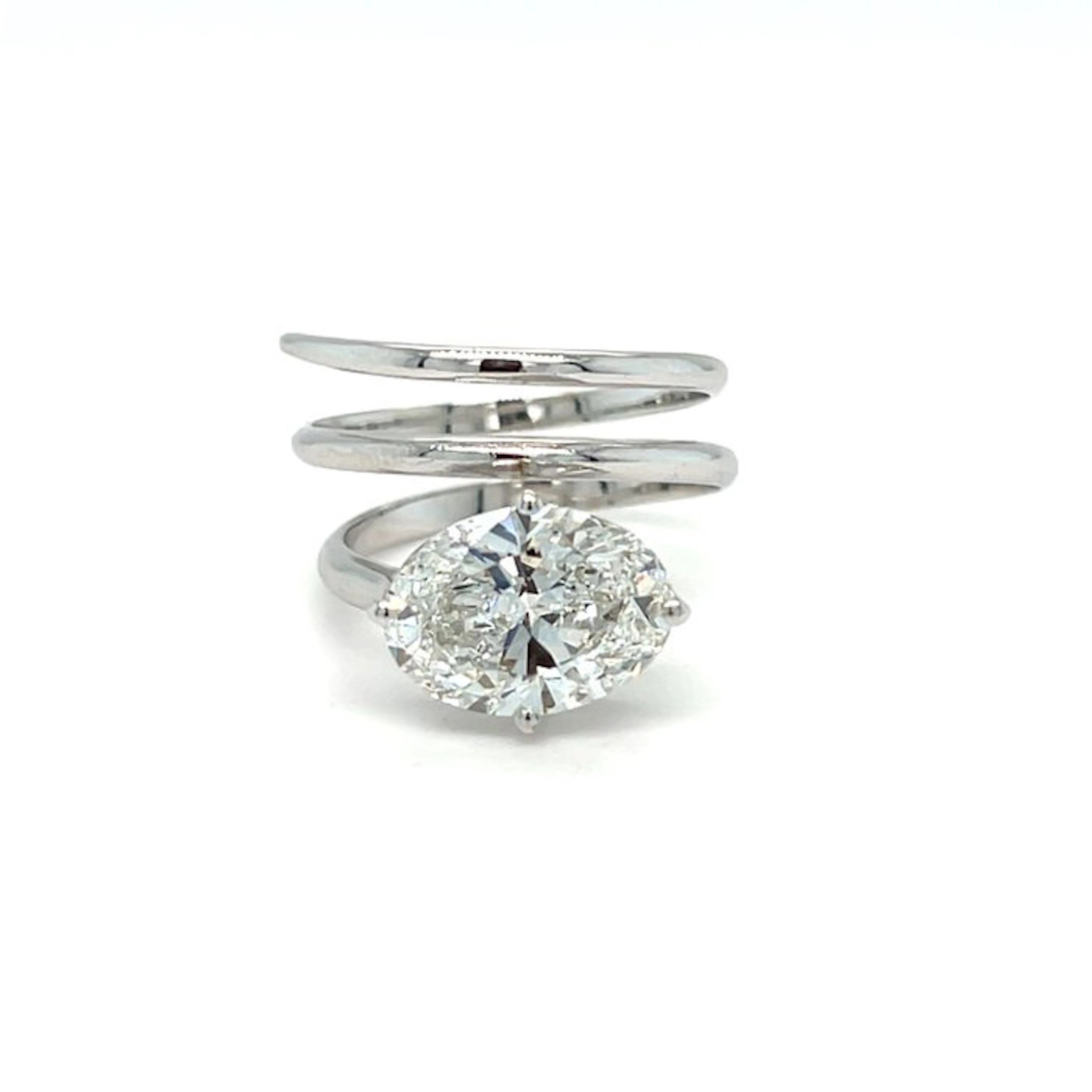 No reserve price - Ring - 14 kt. White gold - 3.01ct. tw. Diamond (Lab-grown)