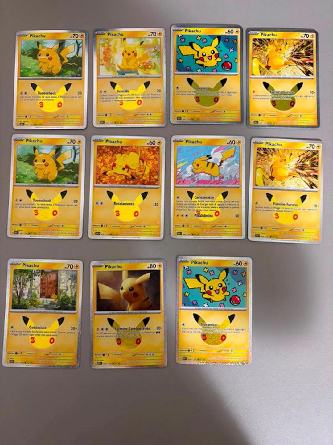 Pokémon - 11 Card - Pikachu, 30th Anniversary - Various sets