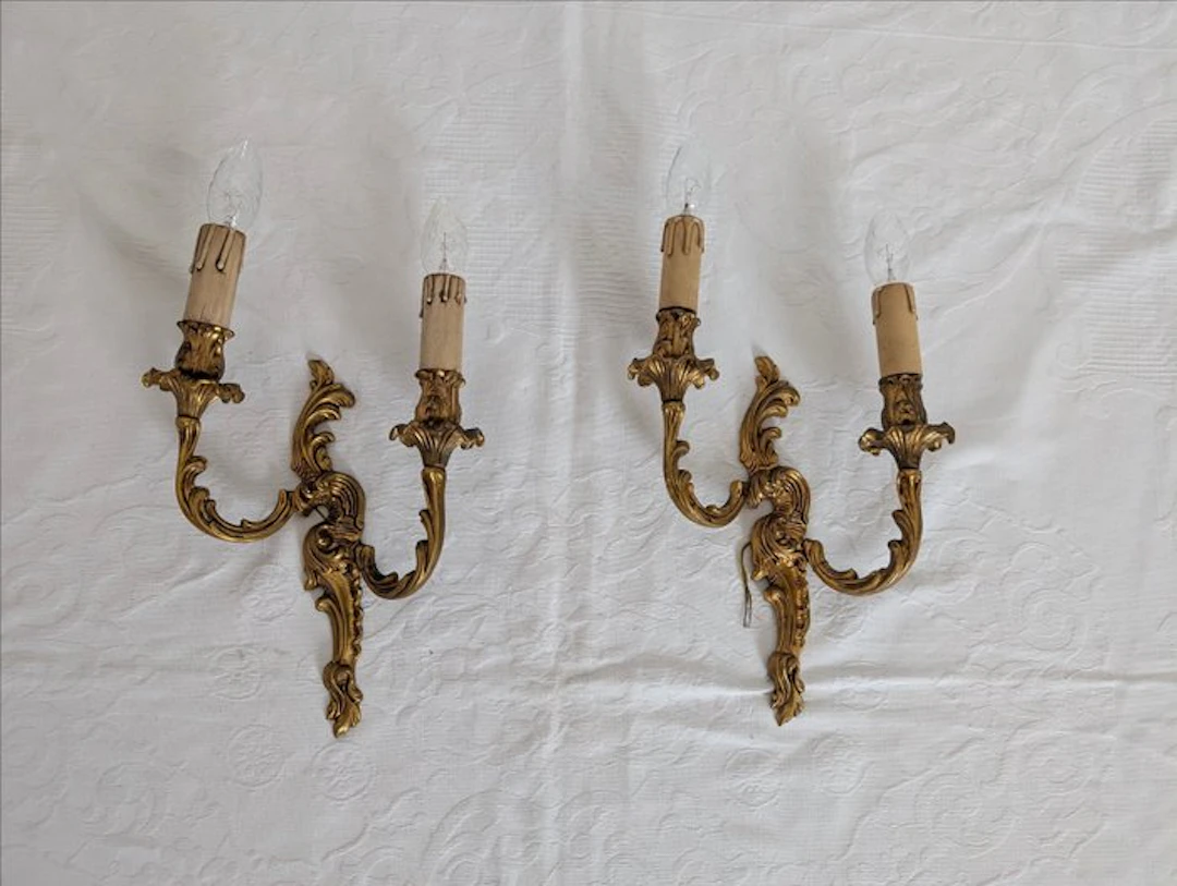 Wall sconce (2) - Bronze - Bronze with gold finish