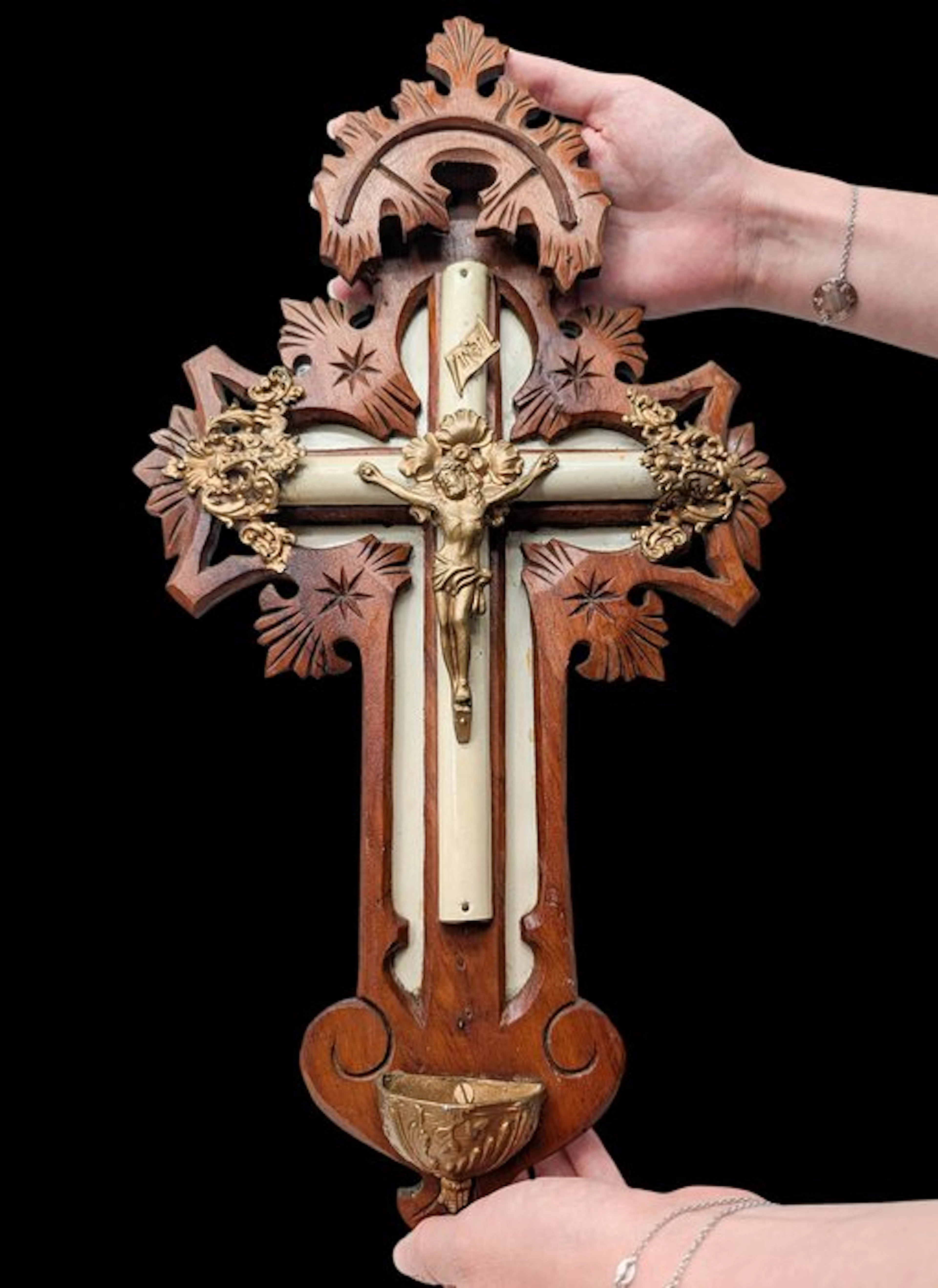 Antique Holy water font - Magnifique bénitier mural ancien - 45 cm - 1850-1900