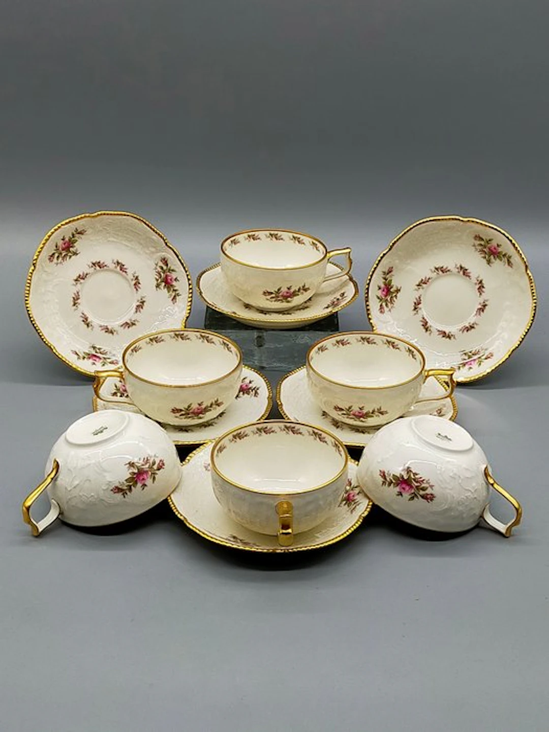 Dinner set - Rosenthal Sanssouci Suppentassen Set Porzellan Rose - Porcelain