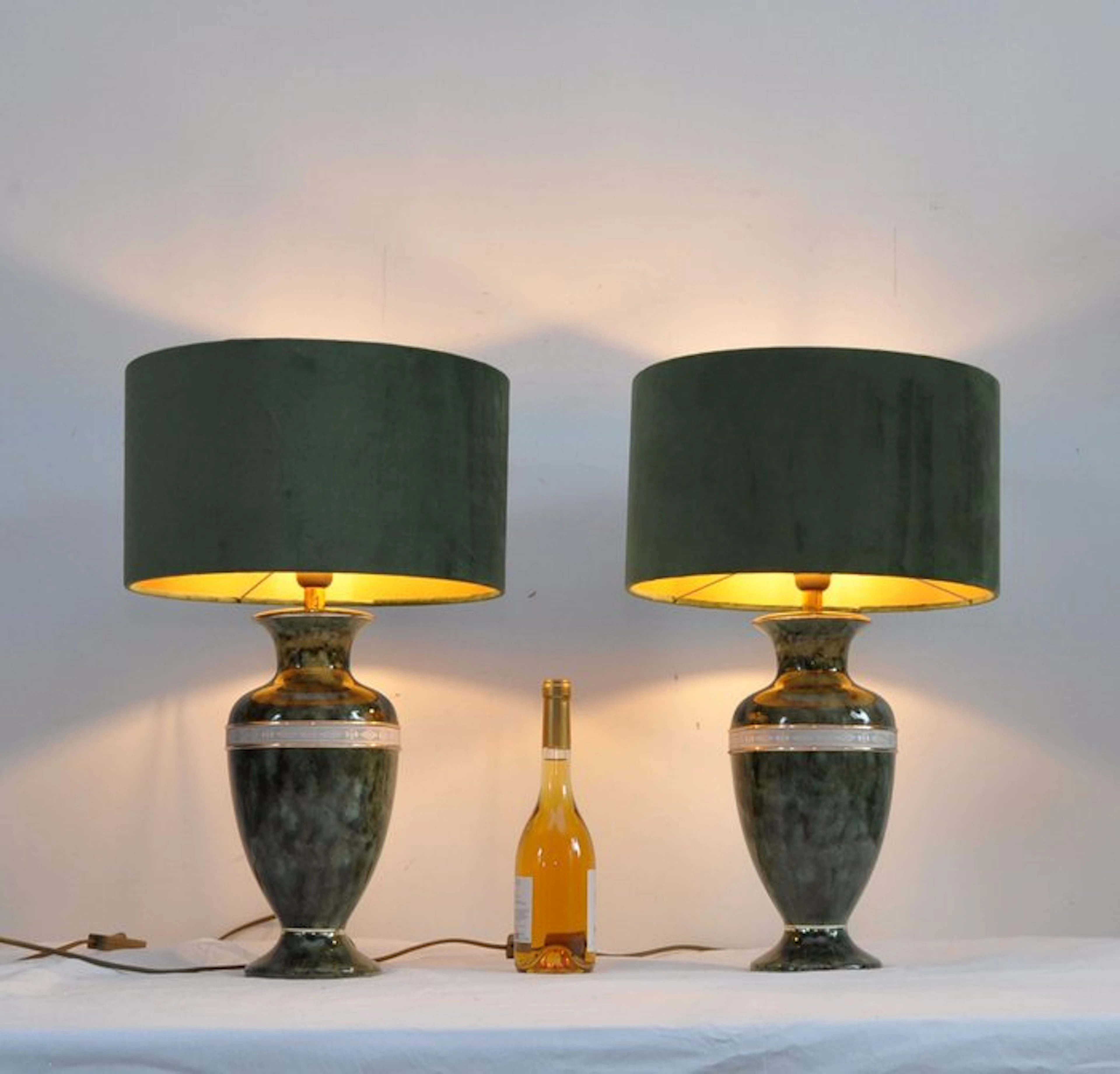 Louis Drimmer - Table lamp (2) - Ceramic, Velvet
