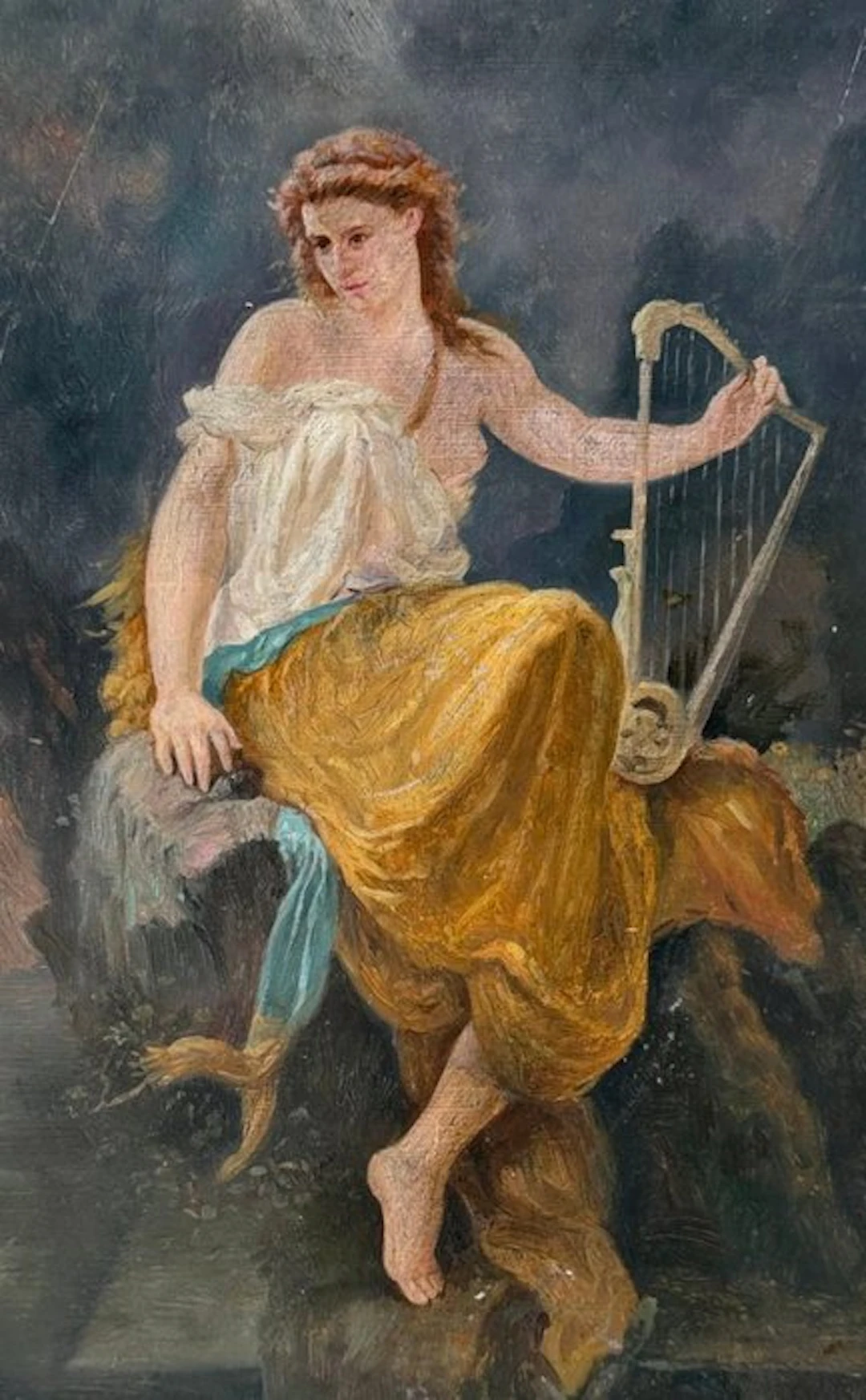Italian school (XX) - Figura femminile con arpa