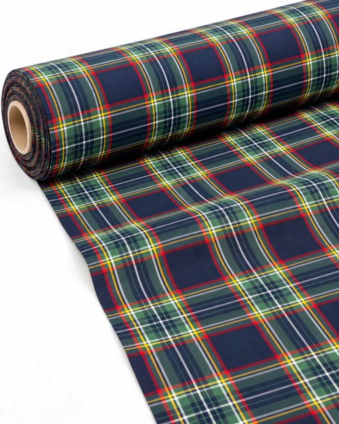 GCFabrics – Navy blue yarn-dyed cotton tartan fabric –...