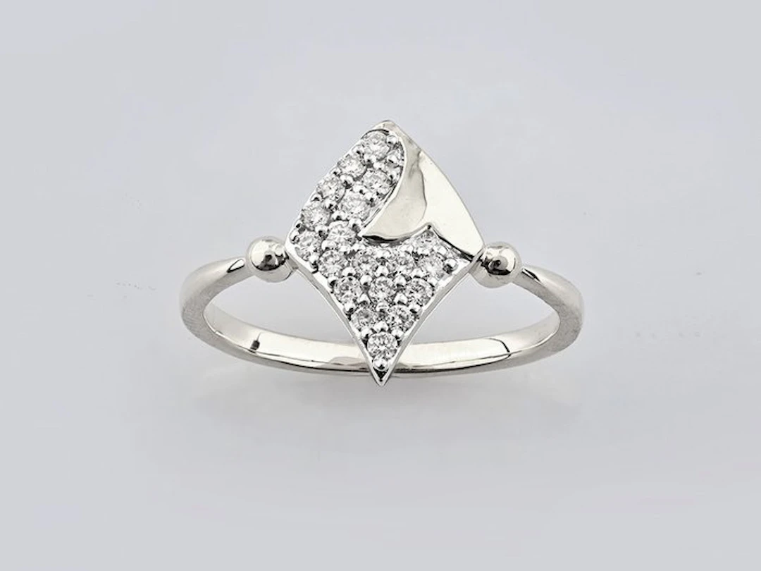 Ring - 14 kt. White gold - 0.20ct. tw. Diamond (Natural)