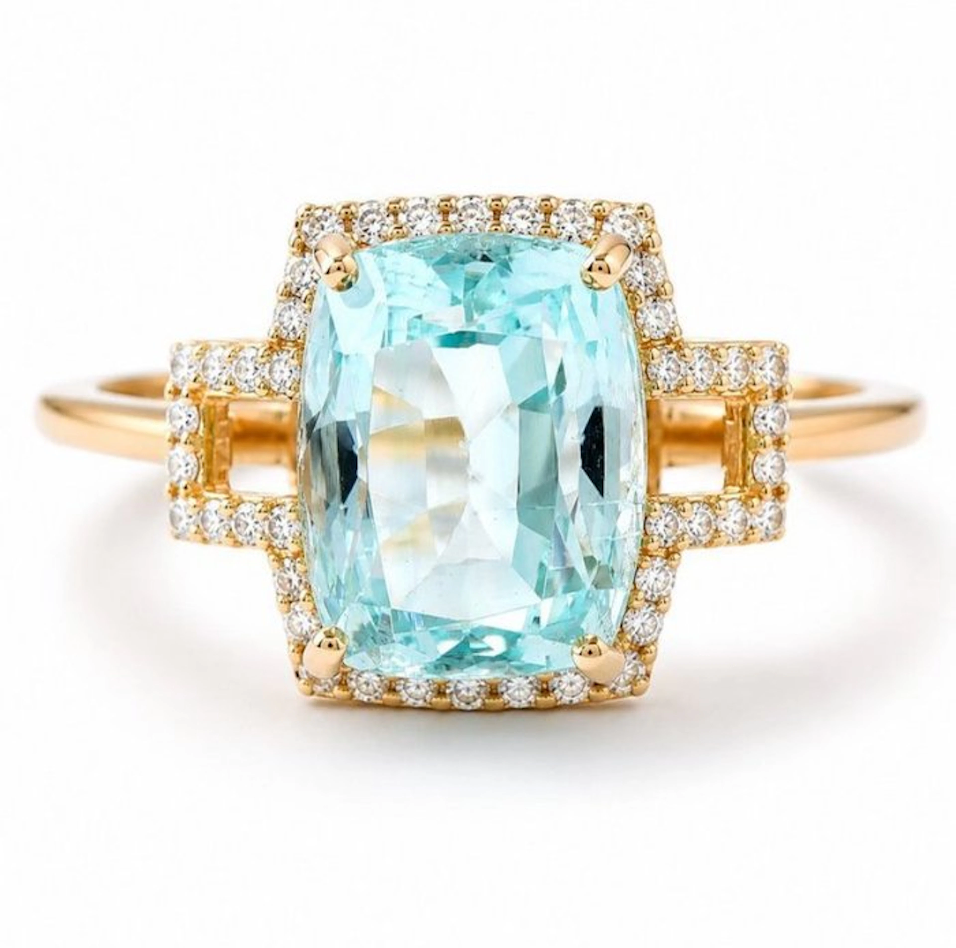 Ring - 14 kt. Yellow gold - 2.94ct. tw. Emerald - Diamond