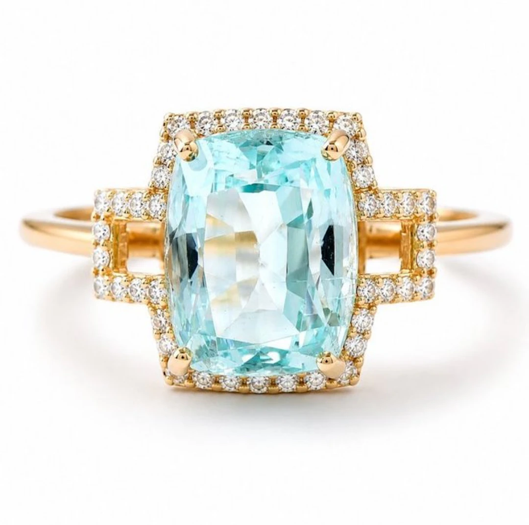 Ring - 14 kt. Yellow gold - 2.94ct. tw. Emerald - Diamond