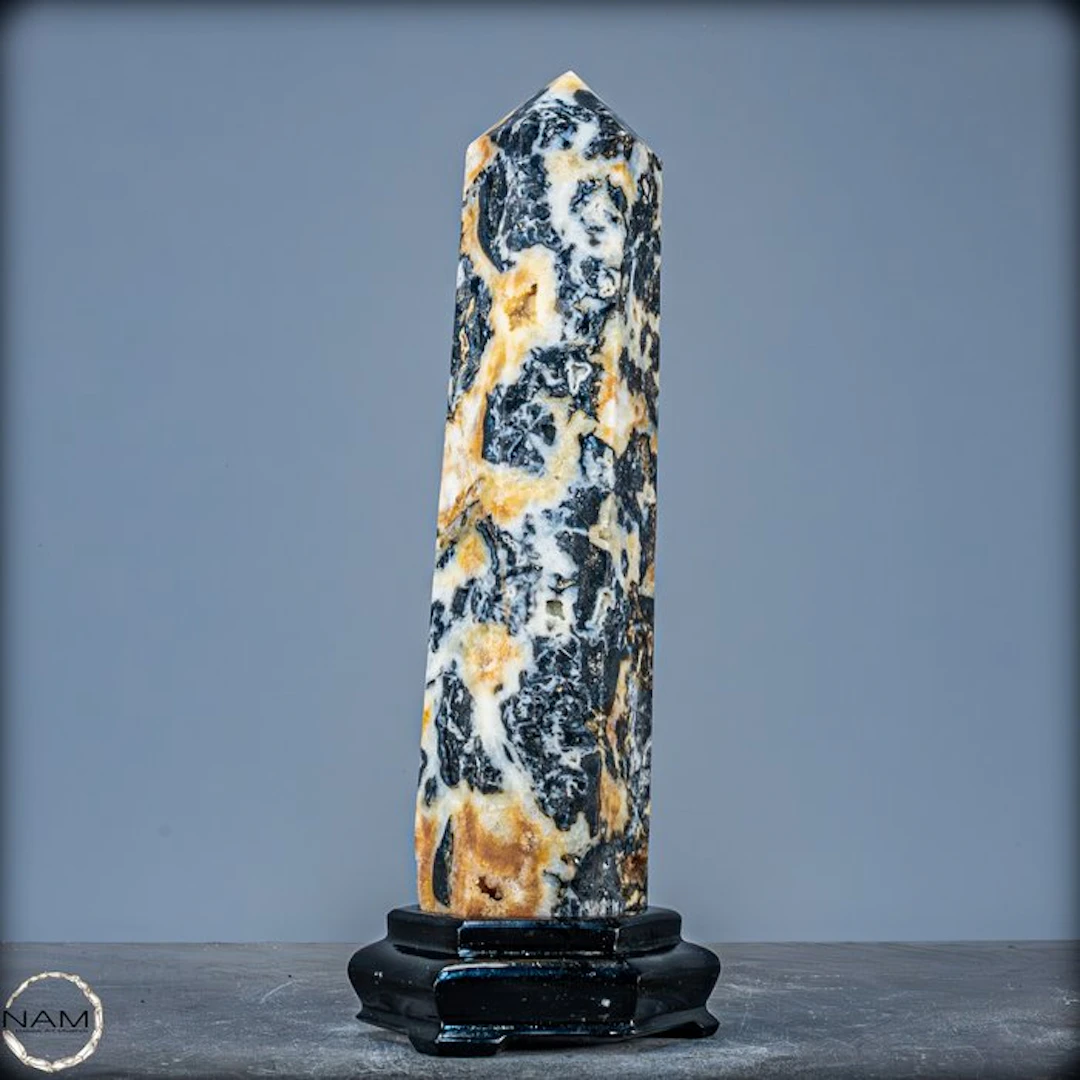 Natural, Rare Agate Obelisk with Druses on Stand- 2076.79 g