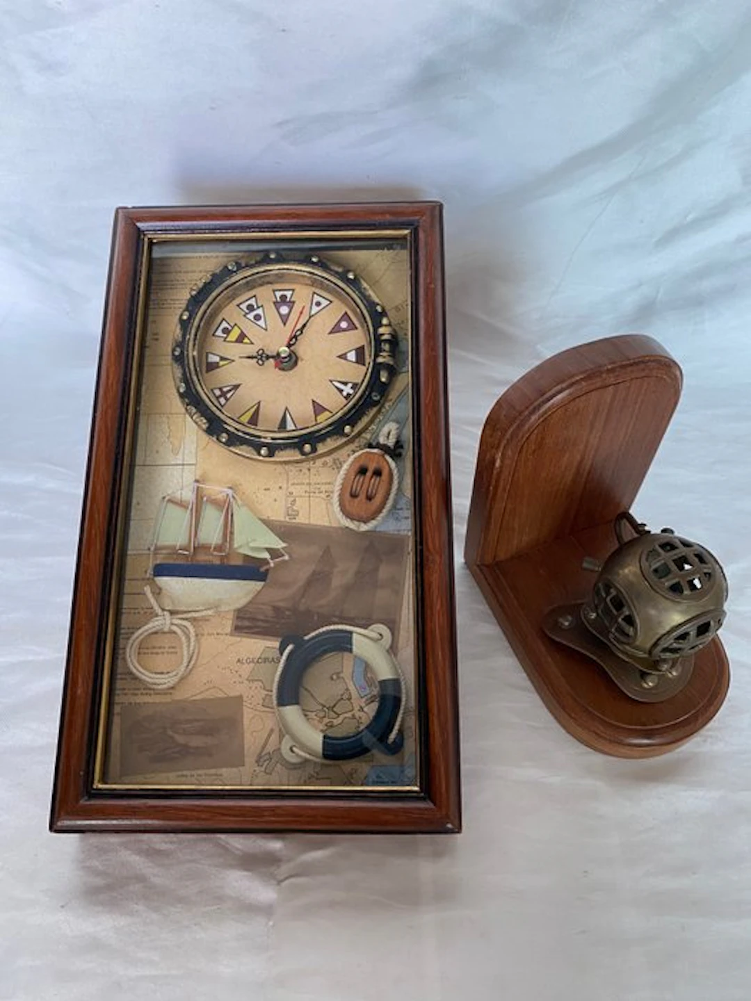 Maritime object - Vintage wall clock with flags