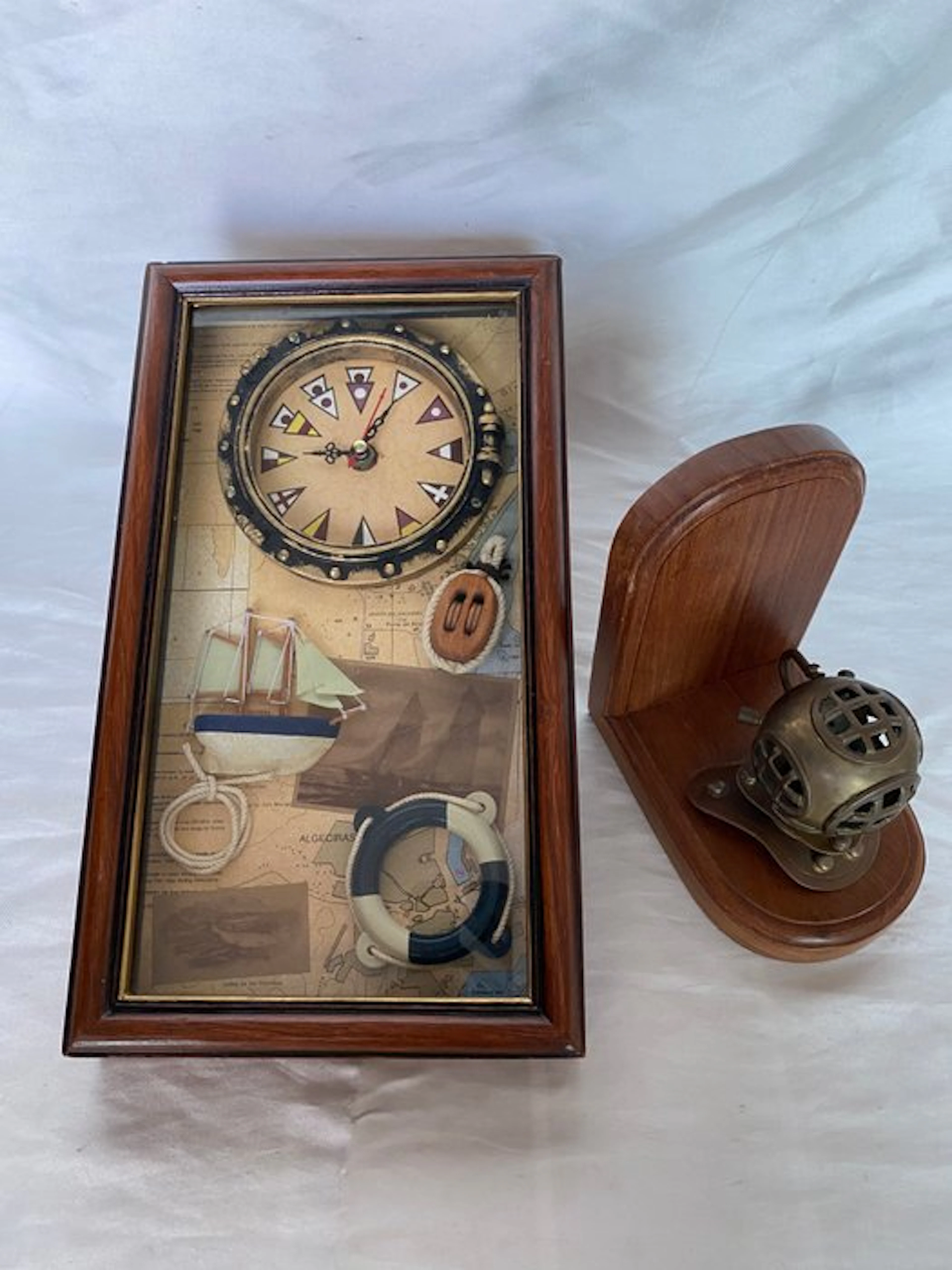 Maritime object - Vintage wall clock with flags