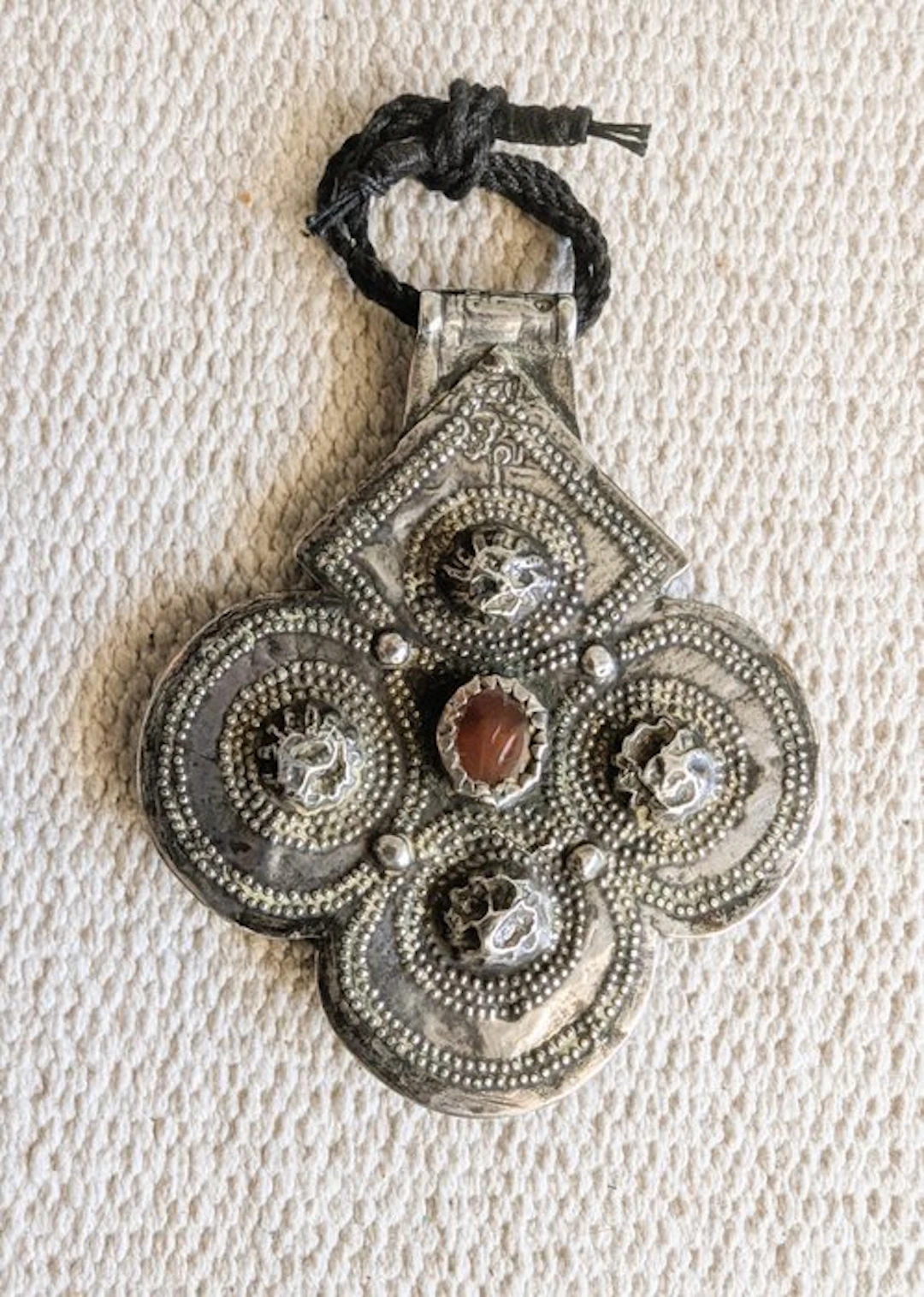 Silver, Carnelian - Amulet - Foulet khamsa Morocco
