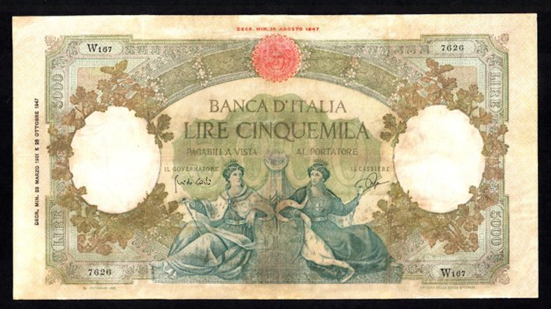 Italy. 5.000 Lire 23/03/1961 "Regine del Mare"...