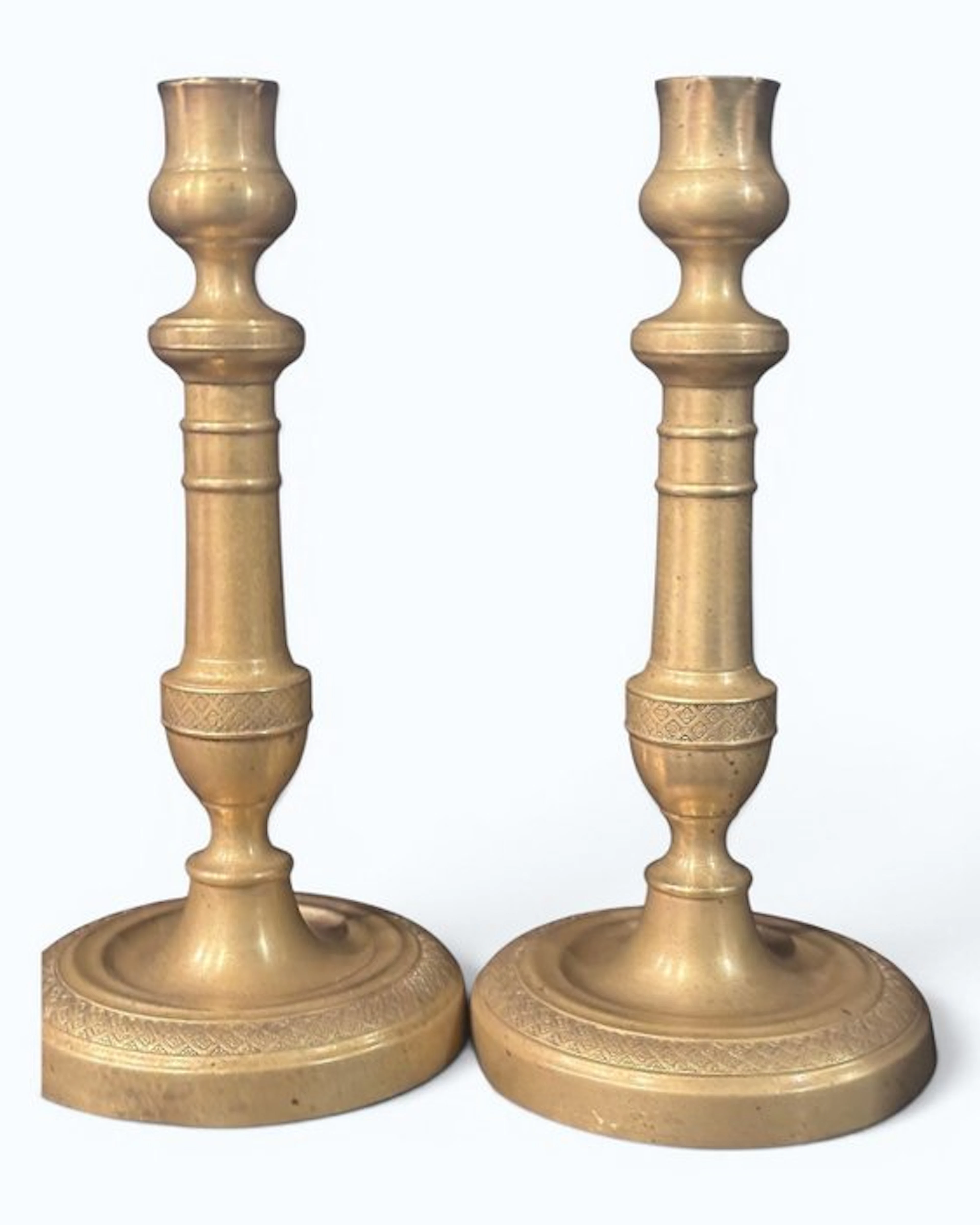 Candlestick (2) - Gilt bronze, Gilt brass - Candlesticks, French Empire