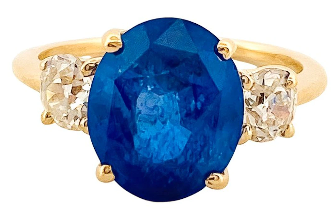 Ring - 18 kt. Yellow gold Sapphire - Diamond
