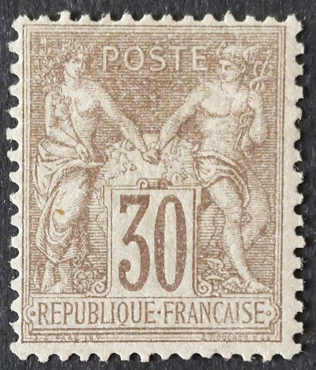 France 1876 - Sage Type I, N under B, 30 c. light brown - Yvert 69