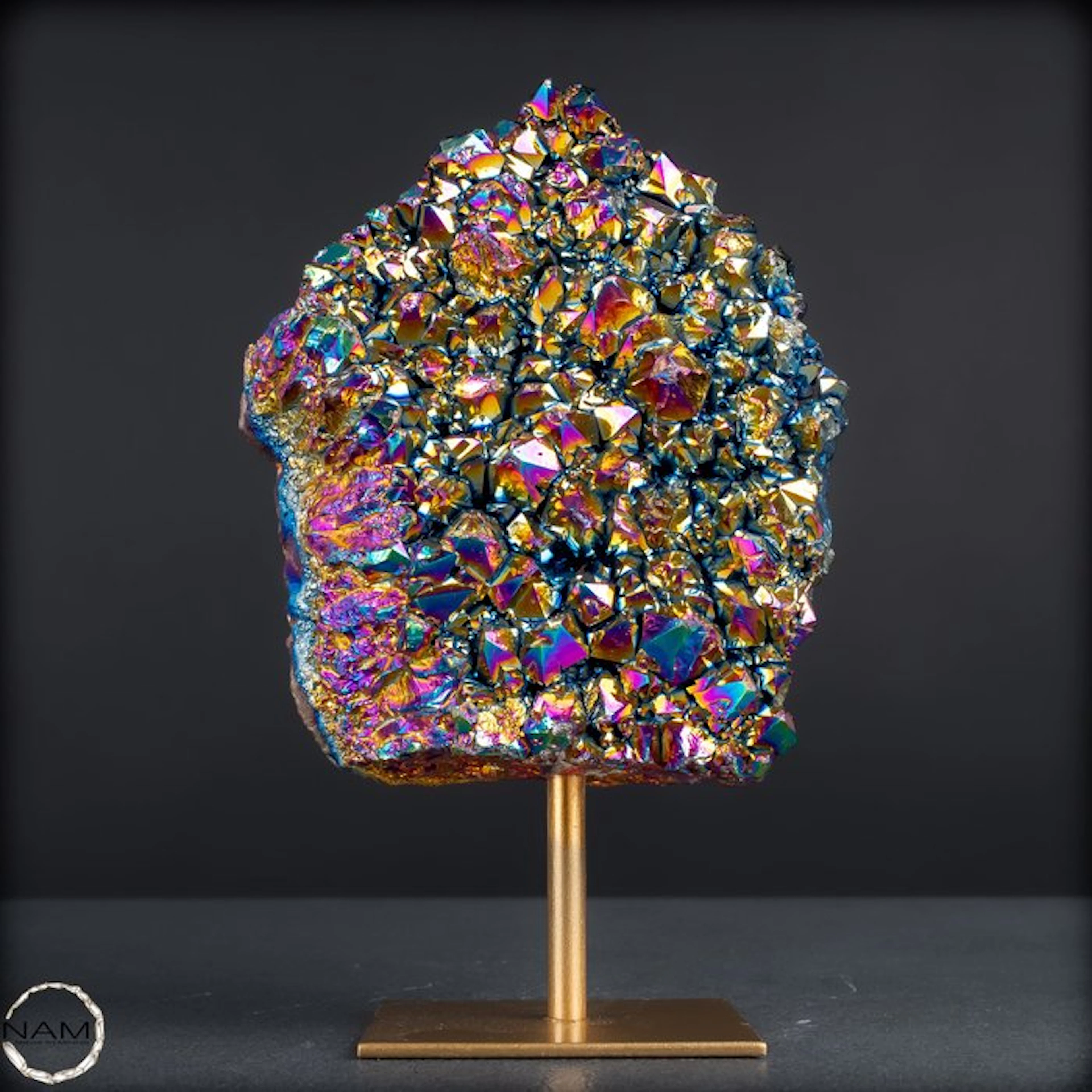 Rainbow of Energy – Aura Amethyst on a Stand. Unique- 812.55 g