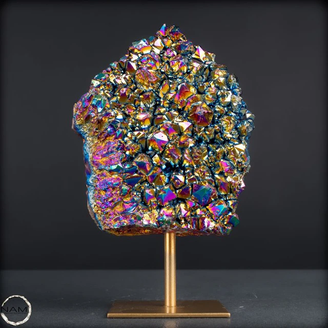 Rainbow of Energy – Aura Amethyst on a Stand. Unique- 812.55 g