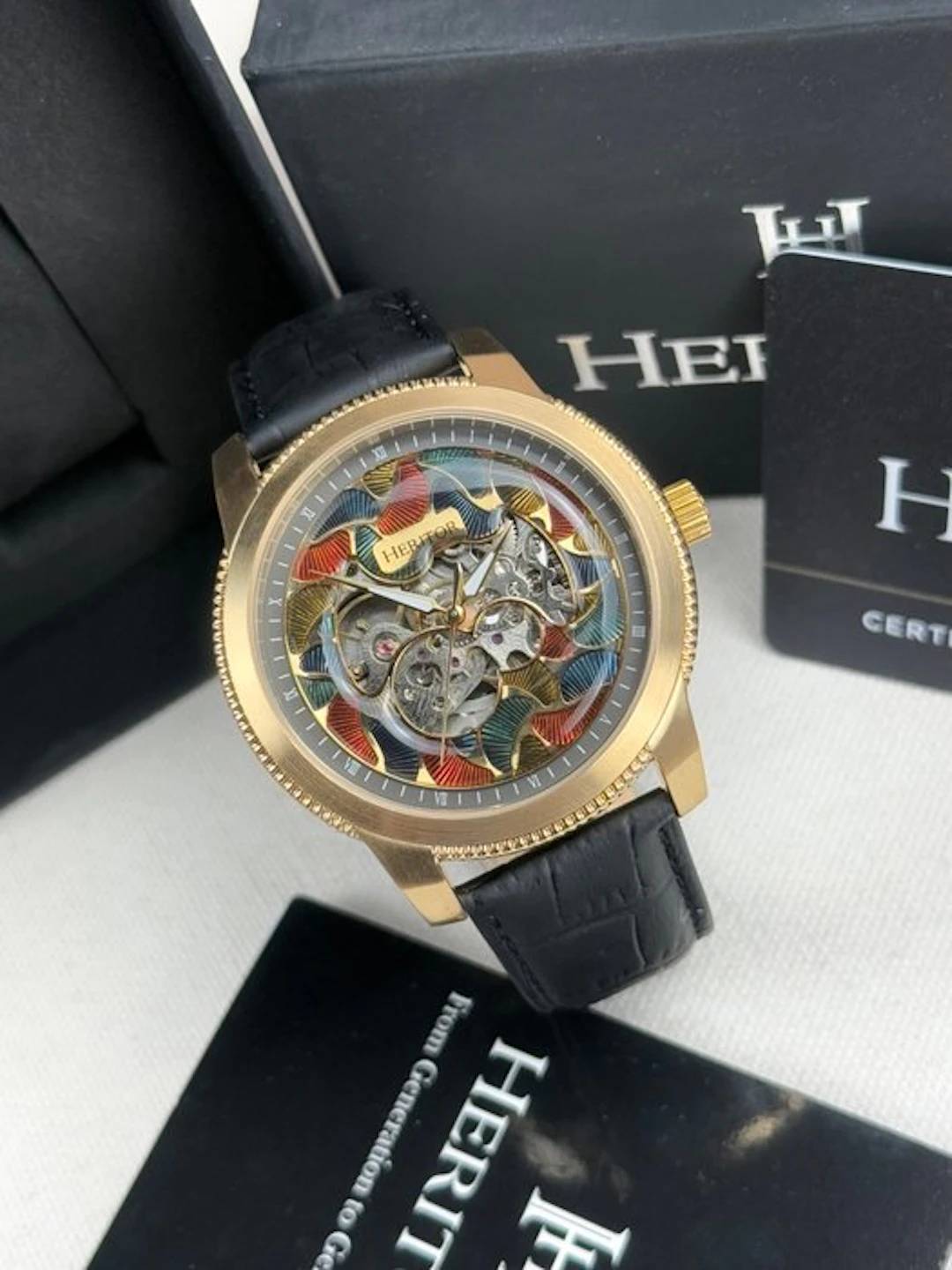 Heritor - Automatic Emmanuel Semi-Skeleton - Gold/Black...