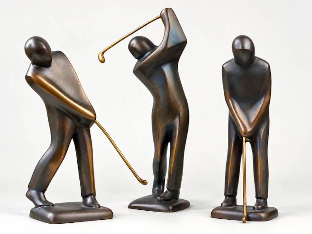 Jutta Römhild (XX) - Sculpture, 3 Golfspieler - 22 cm - Bronze