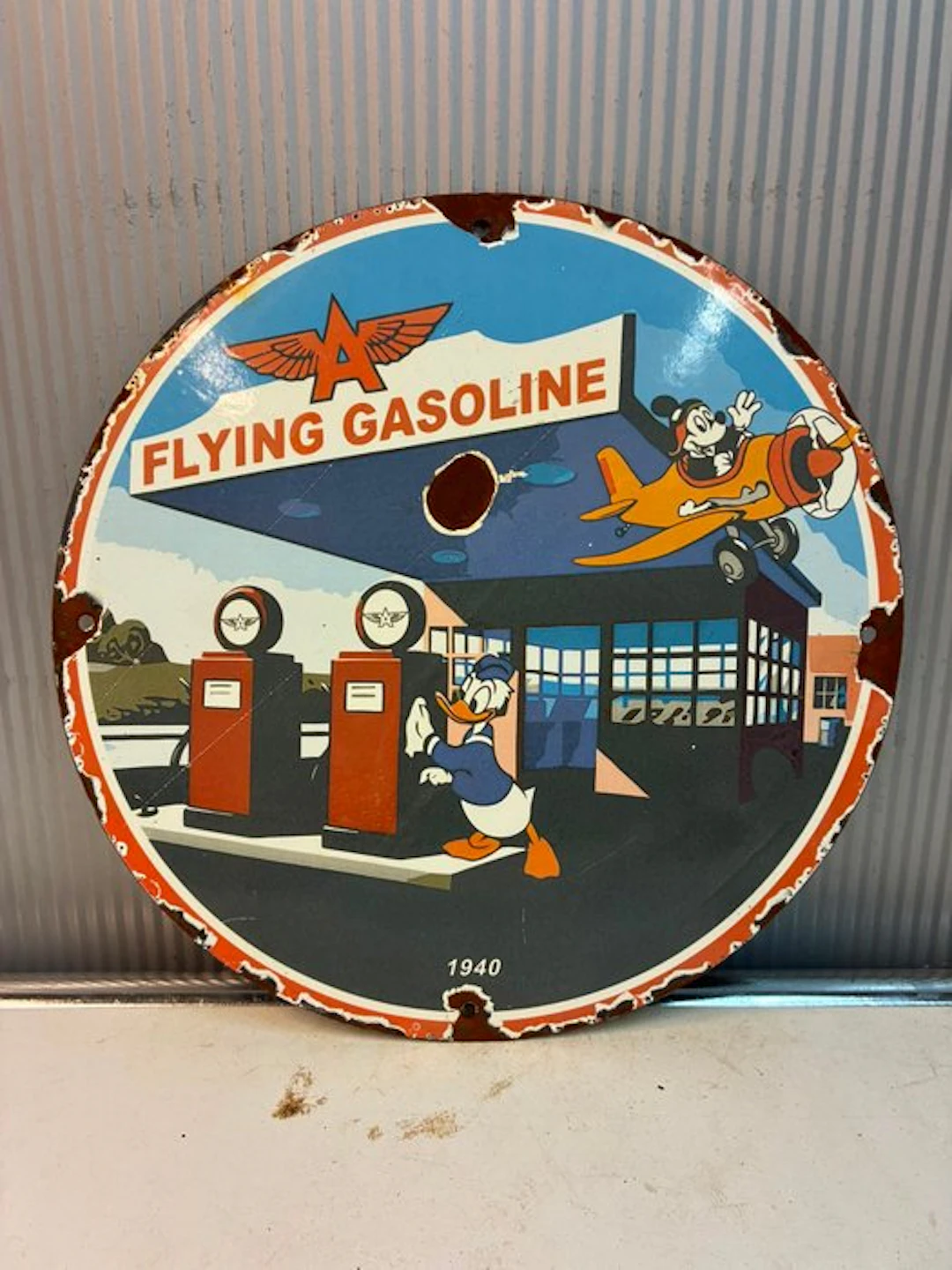 Flying A Gasoline – Donald Duck & Mickey Mouse – Emaille...