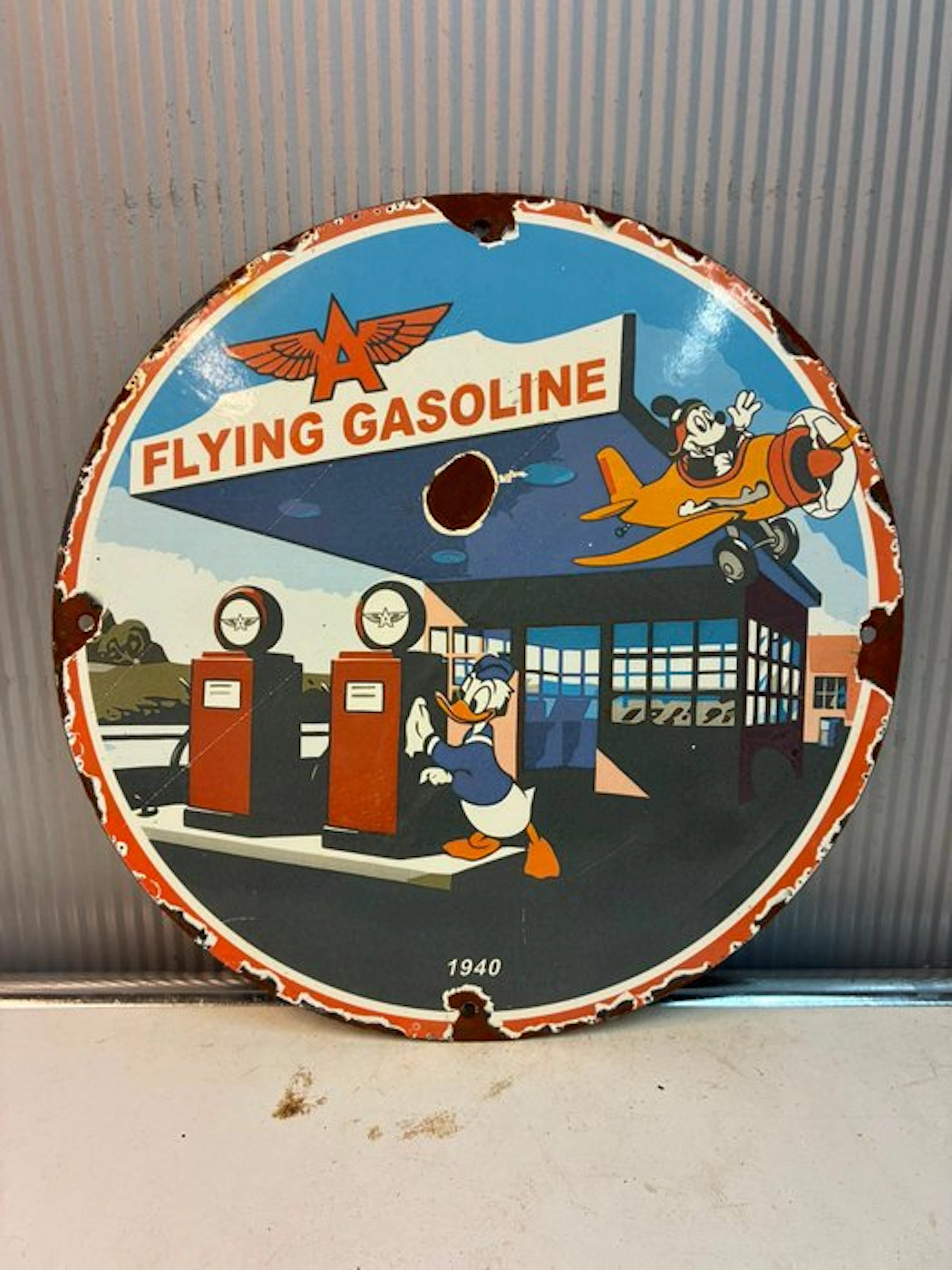 Flying A Gasoline – Donald Duck & Mickey Mouse – Emaille...